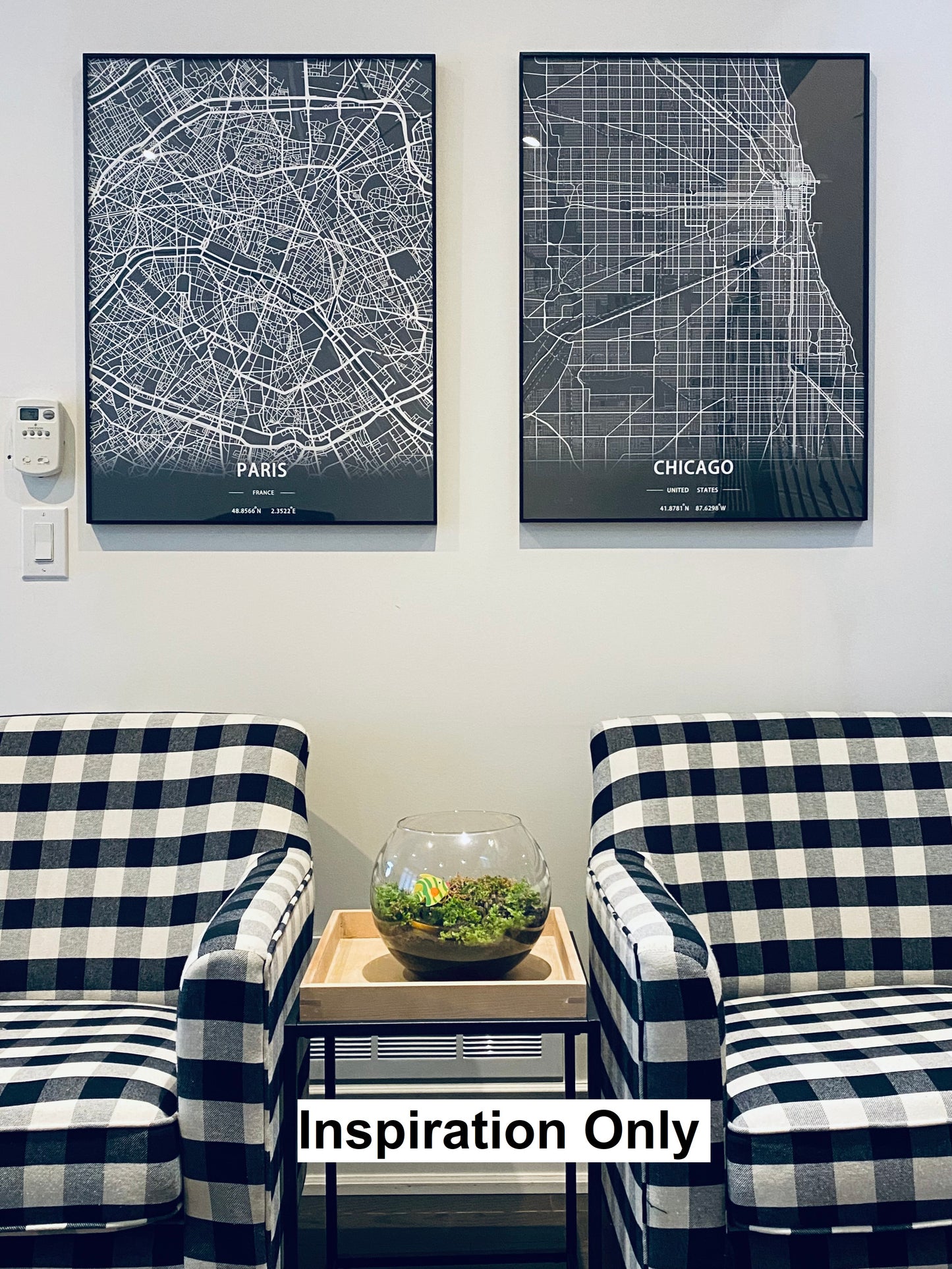 Chicago City Print Map Wall Art with Frame
