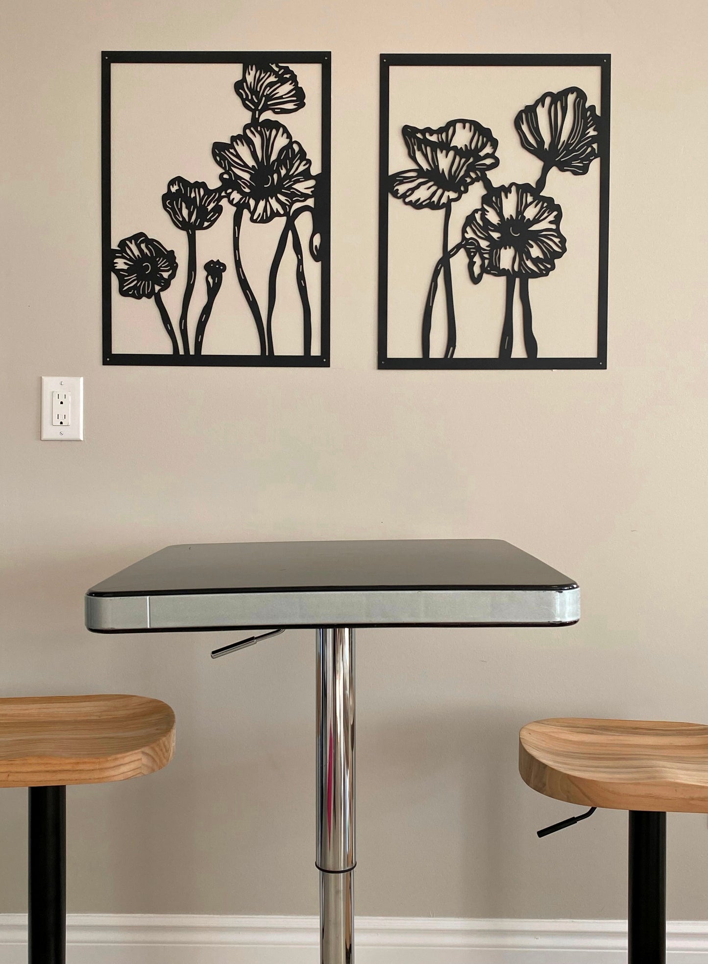 R4U Metal Wall Decor Art-Poppy Flower Set (Set of 2)