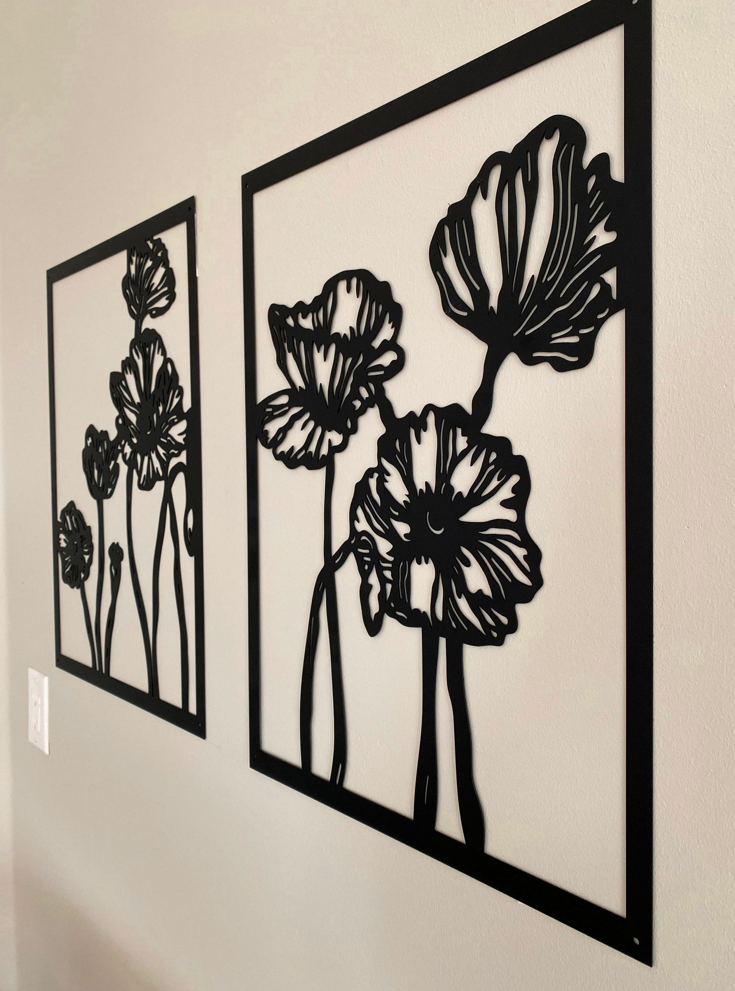 R4U Metal Wall Decor Art-Poppy Flower Set (Set of 2)