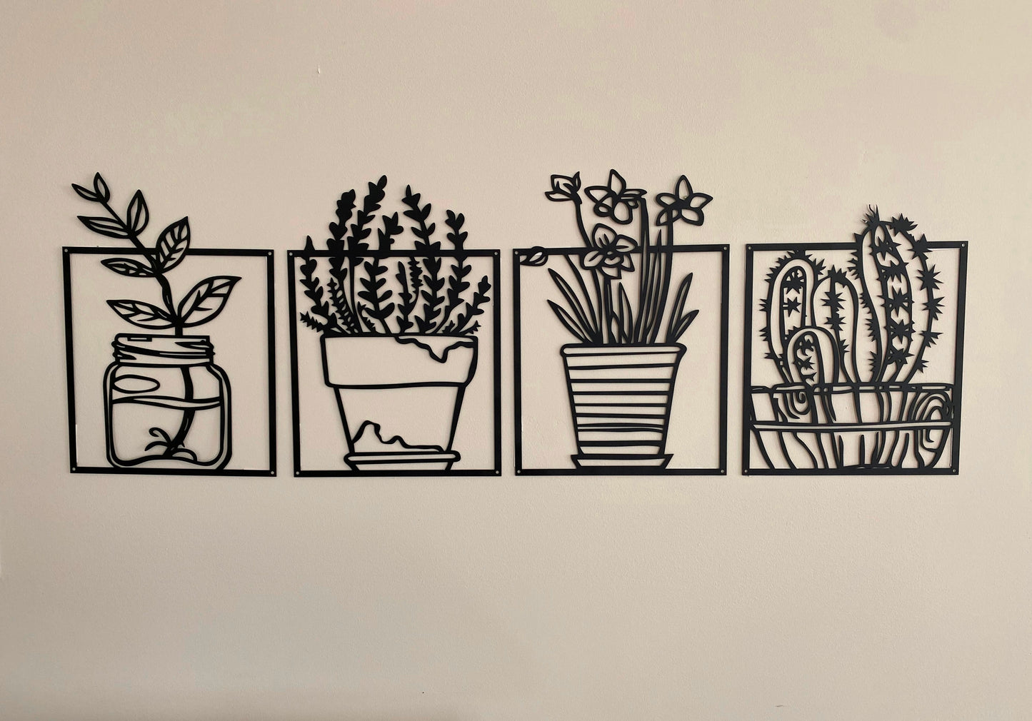 R4U Metal Wall Decor Art-Potted Flowers (Set of 4)