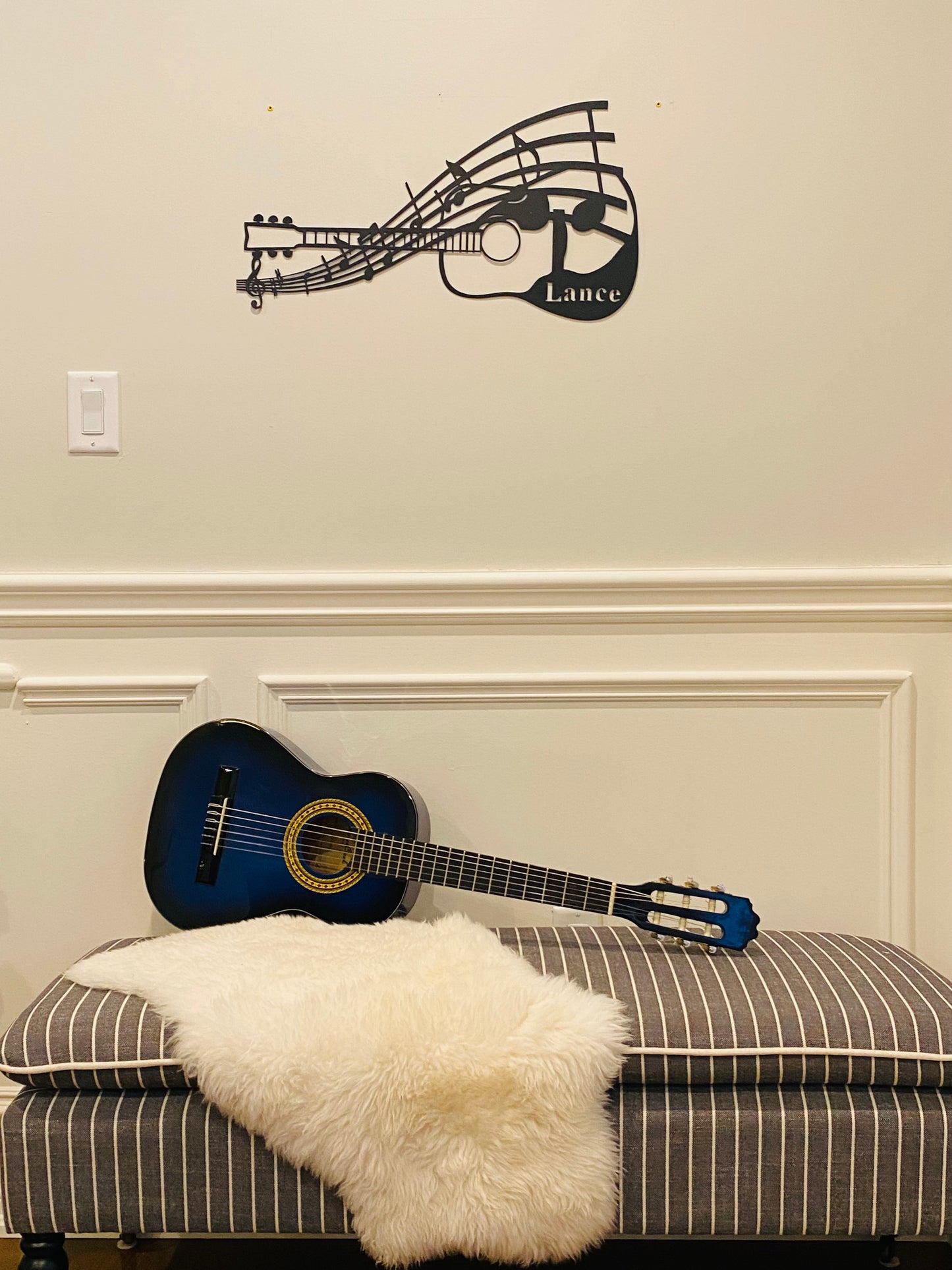 R4U Metal Wall Decor Art-Guitar & Notes