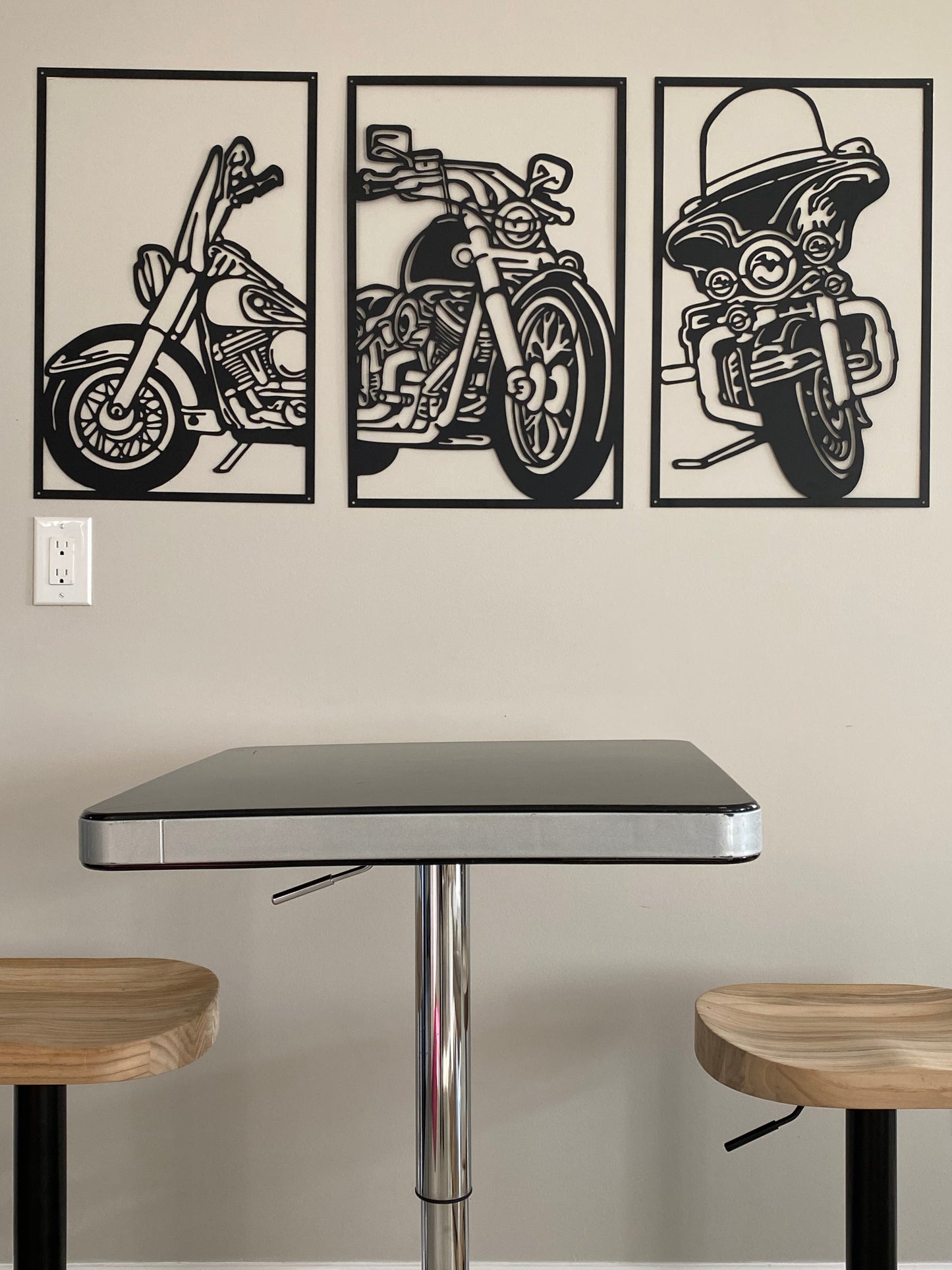 R4U Metal Wall Decor Art-Motorcycles (Set of 3)