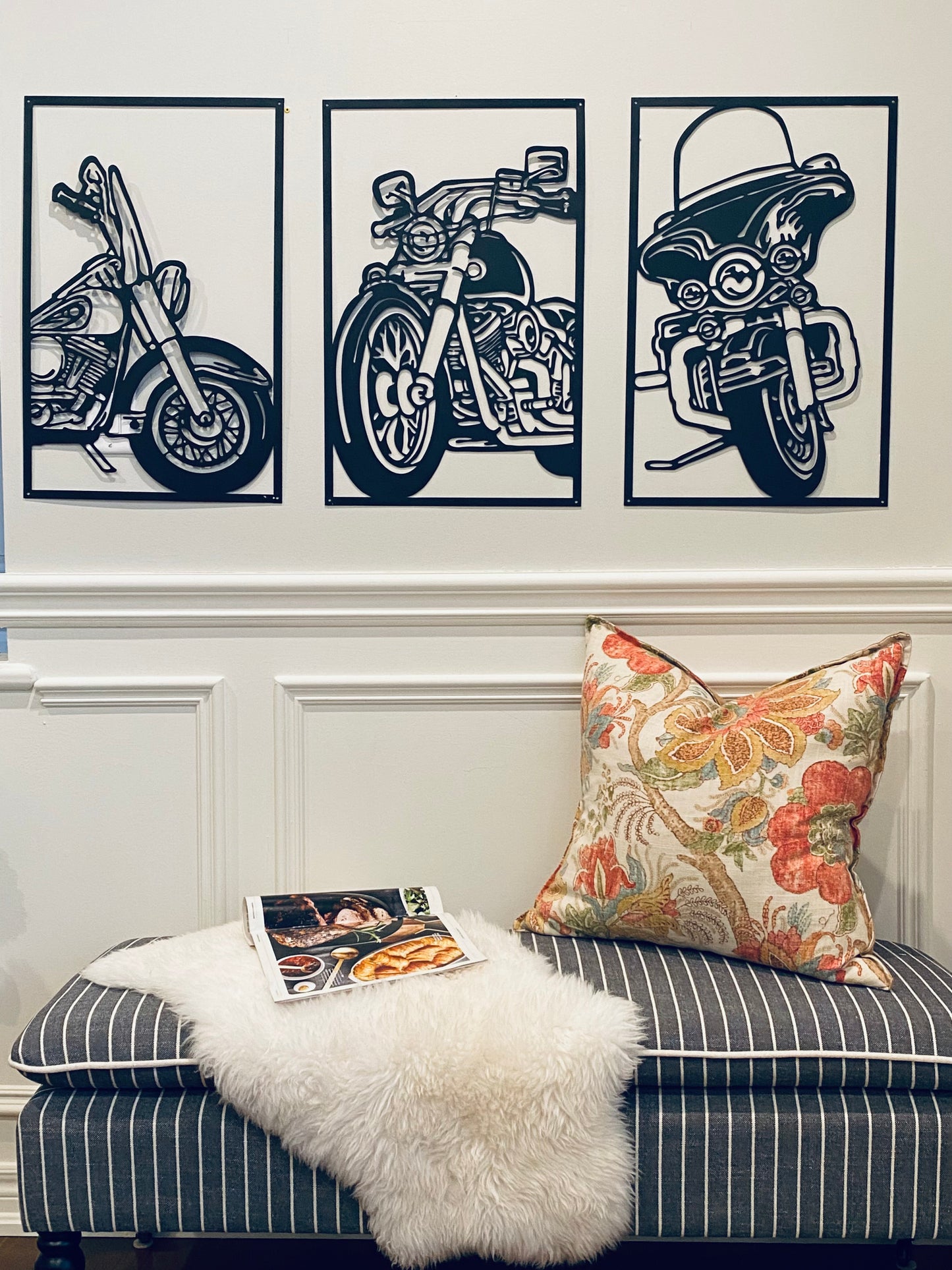 R4U Metal Wall Decor Art-Motorcycles (Set of 3)
