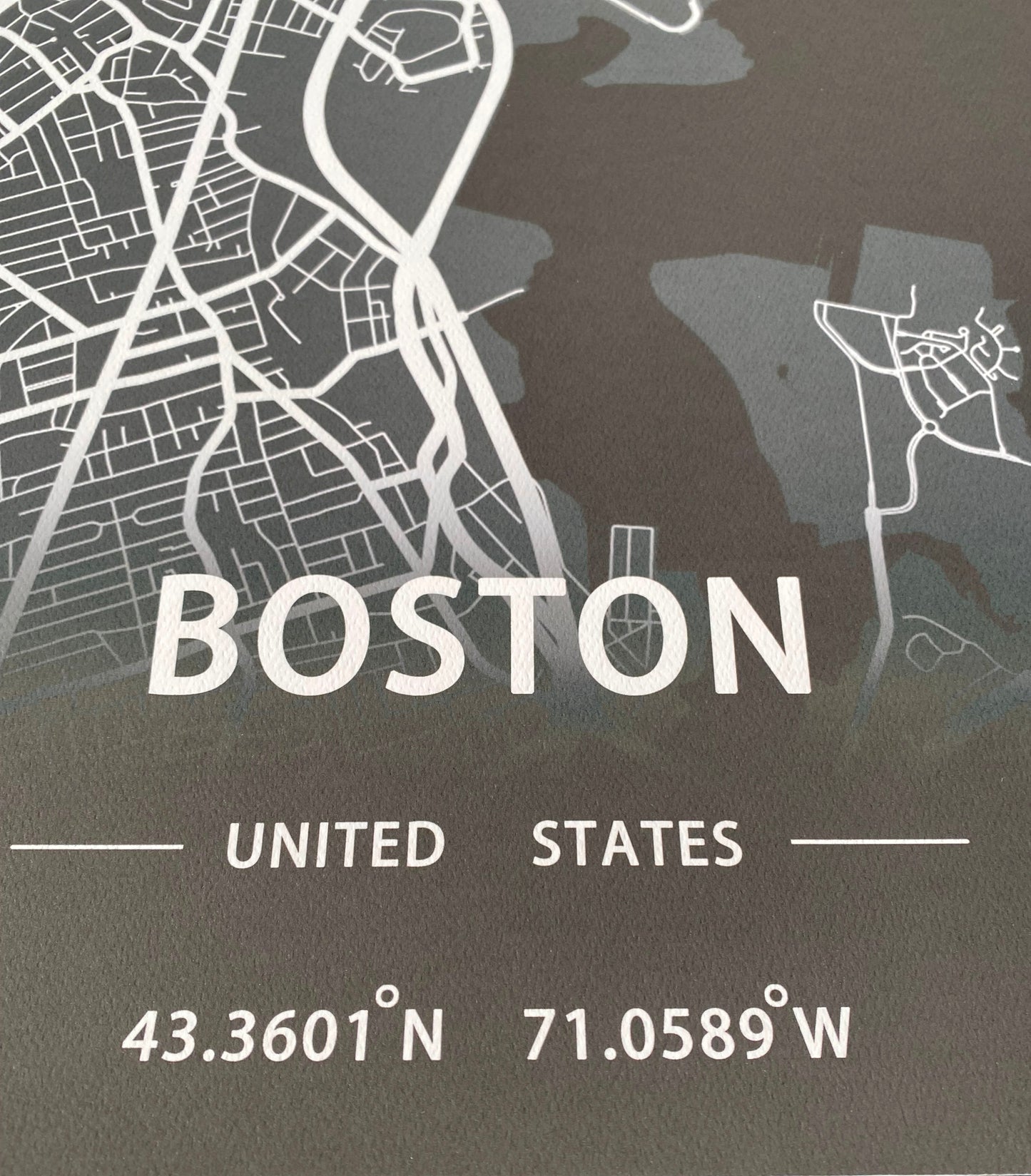 Boston City Print Map Wall Art with Frame