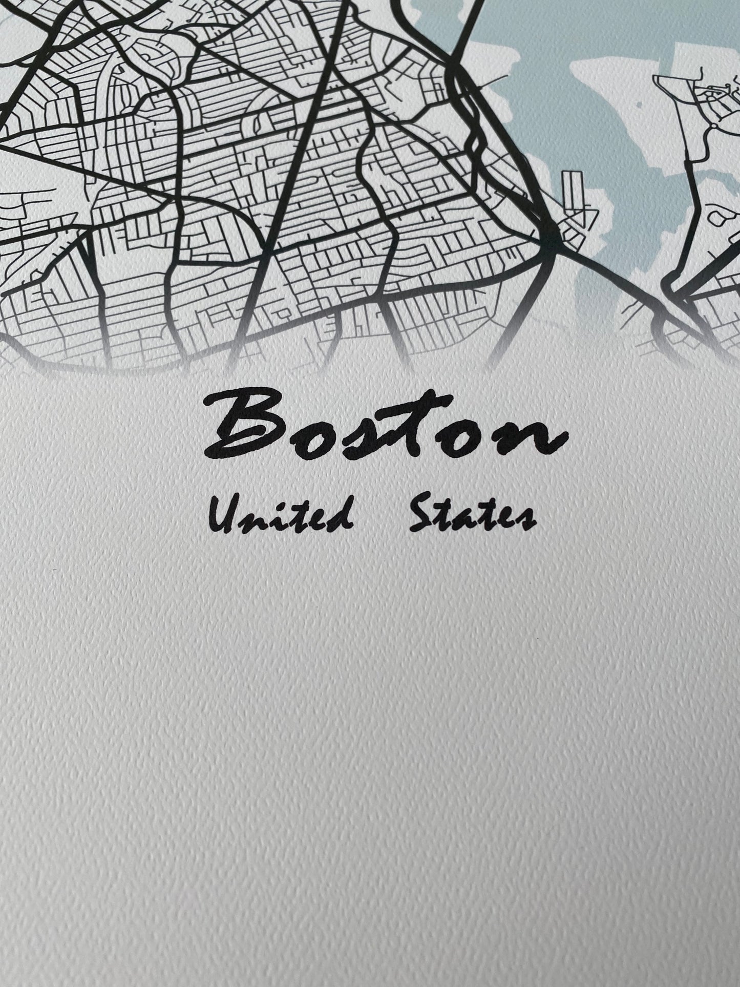 Boston City Print Map Wall Art with Frame