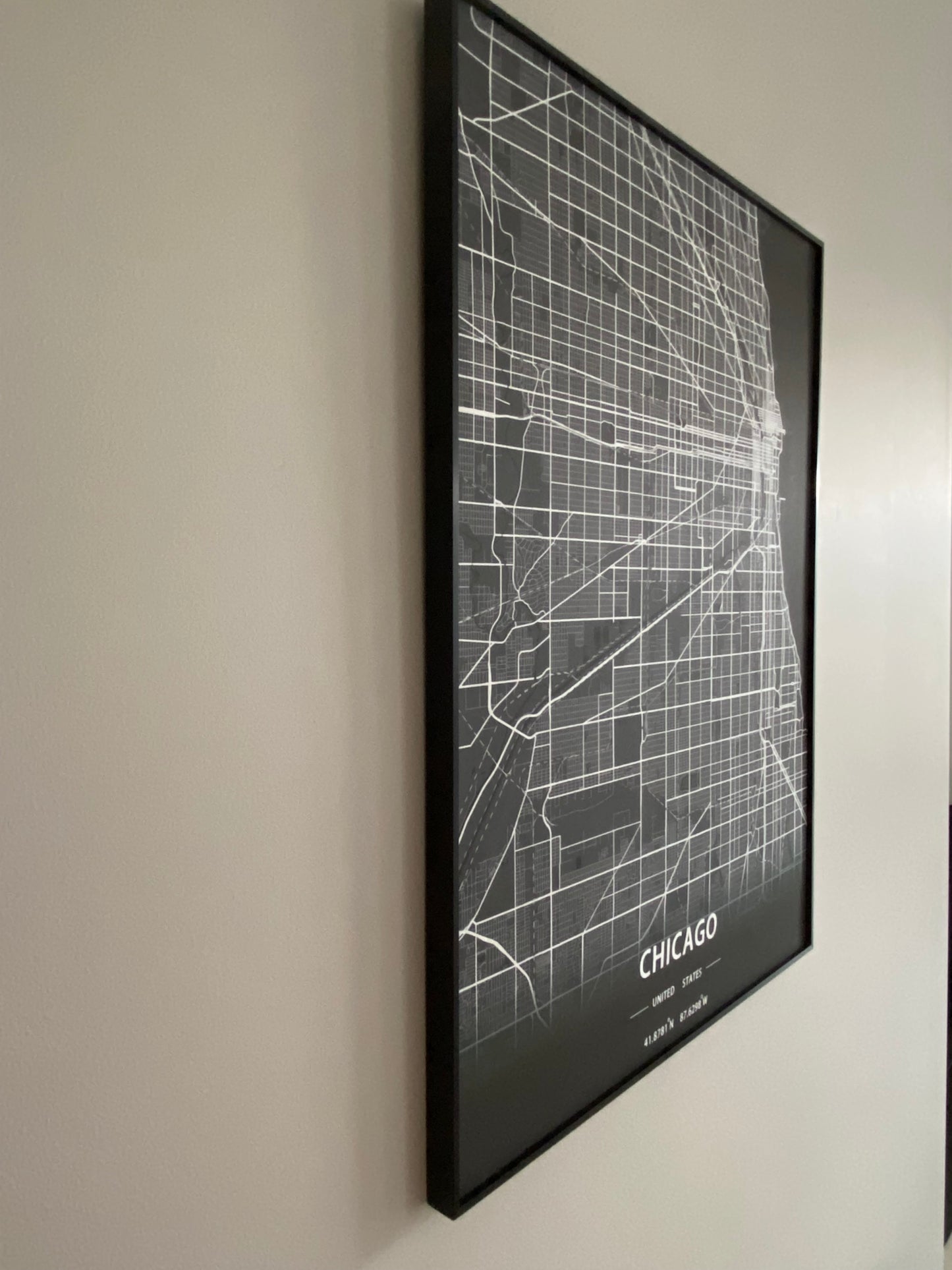 Chicago City Print Map Wall Art with Frame