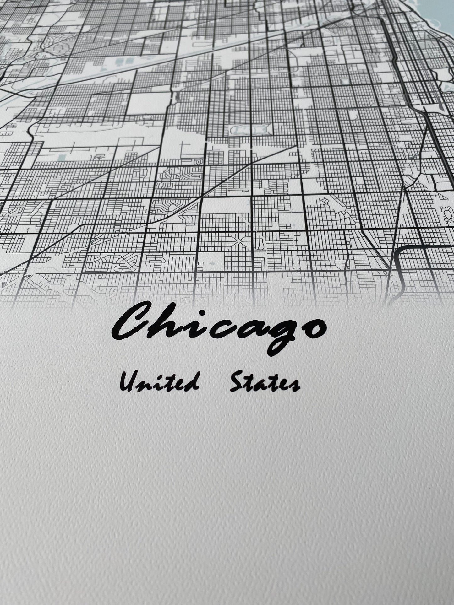 Chicago City Print Map Wall Art with Frame