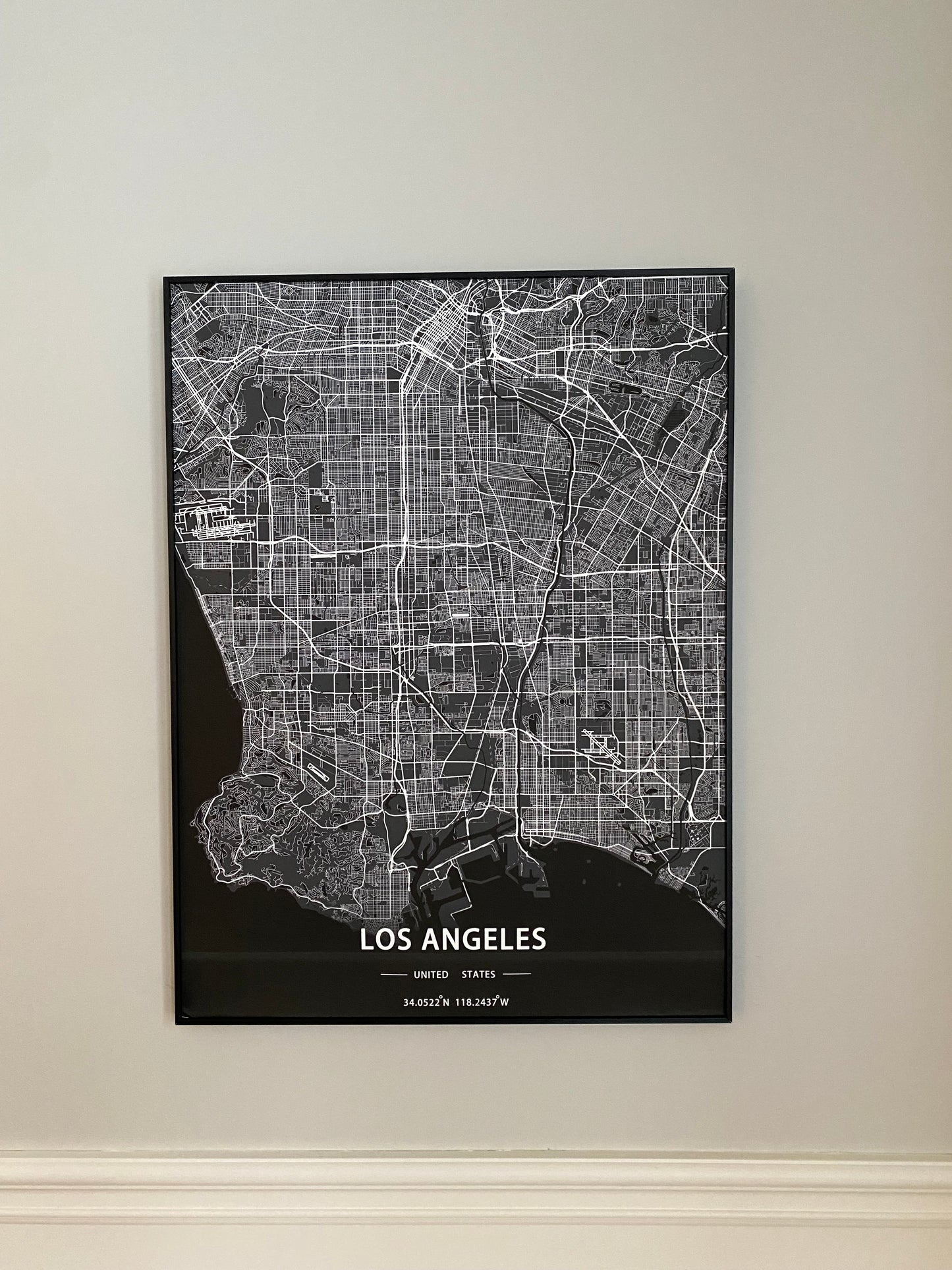 Los Angeles City Print Map Wall Art with Frame