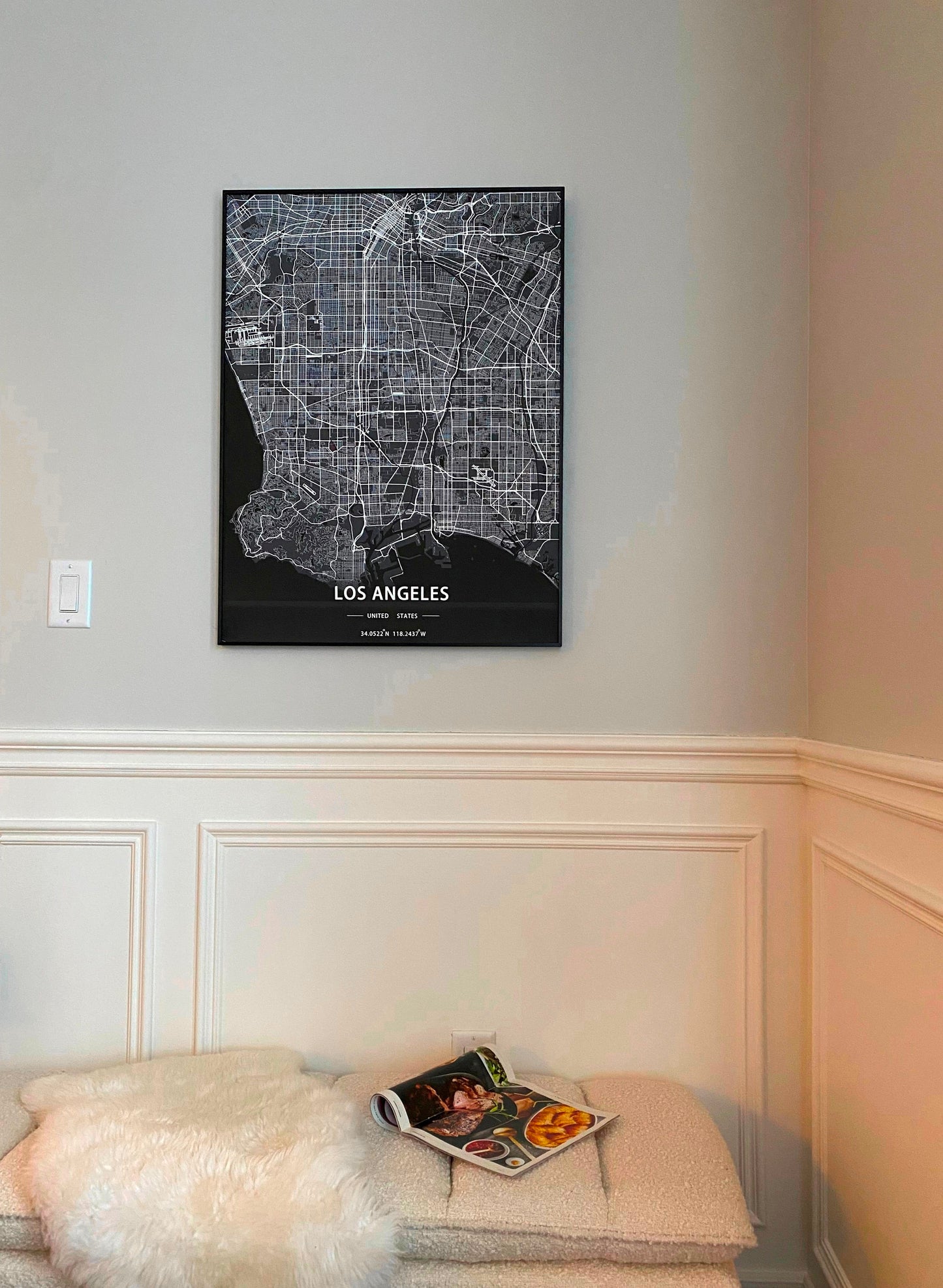 Los Angeles City Print Map Wall Art with Frame