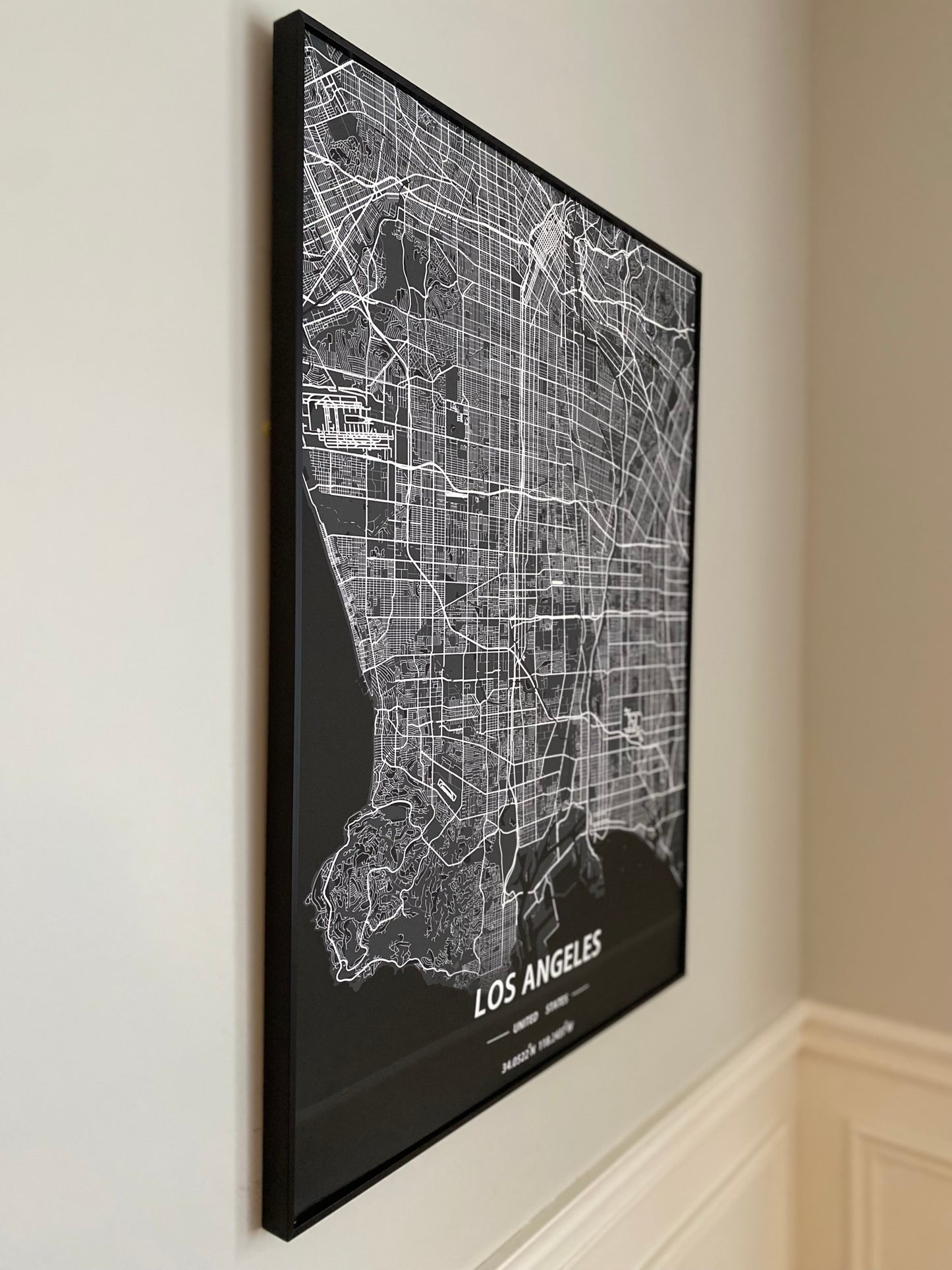 Los Angeles City Print Map Wall Art with Frame