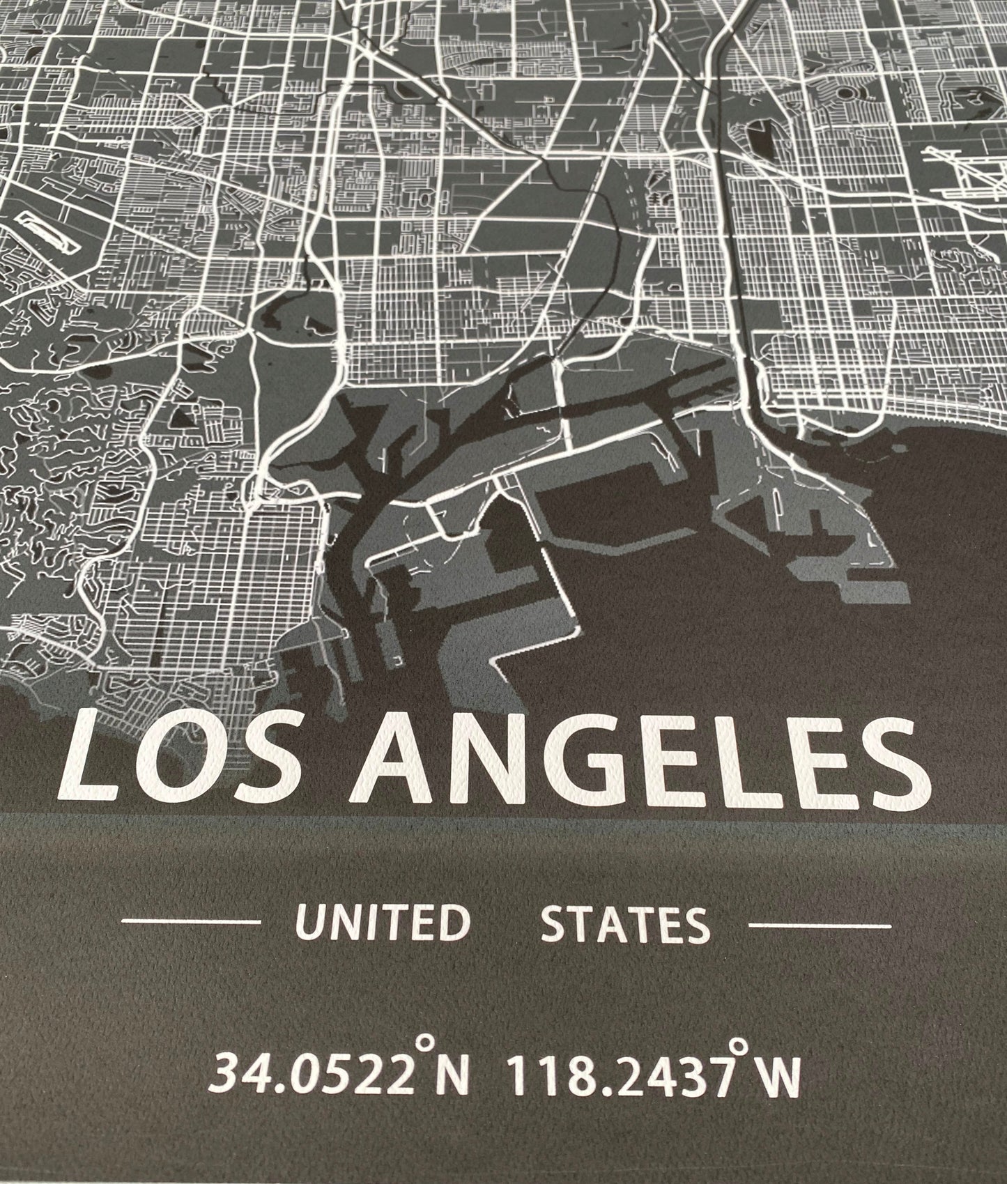 Los Angeles City Print Map Wall Art with Frame