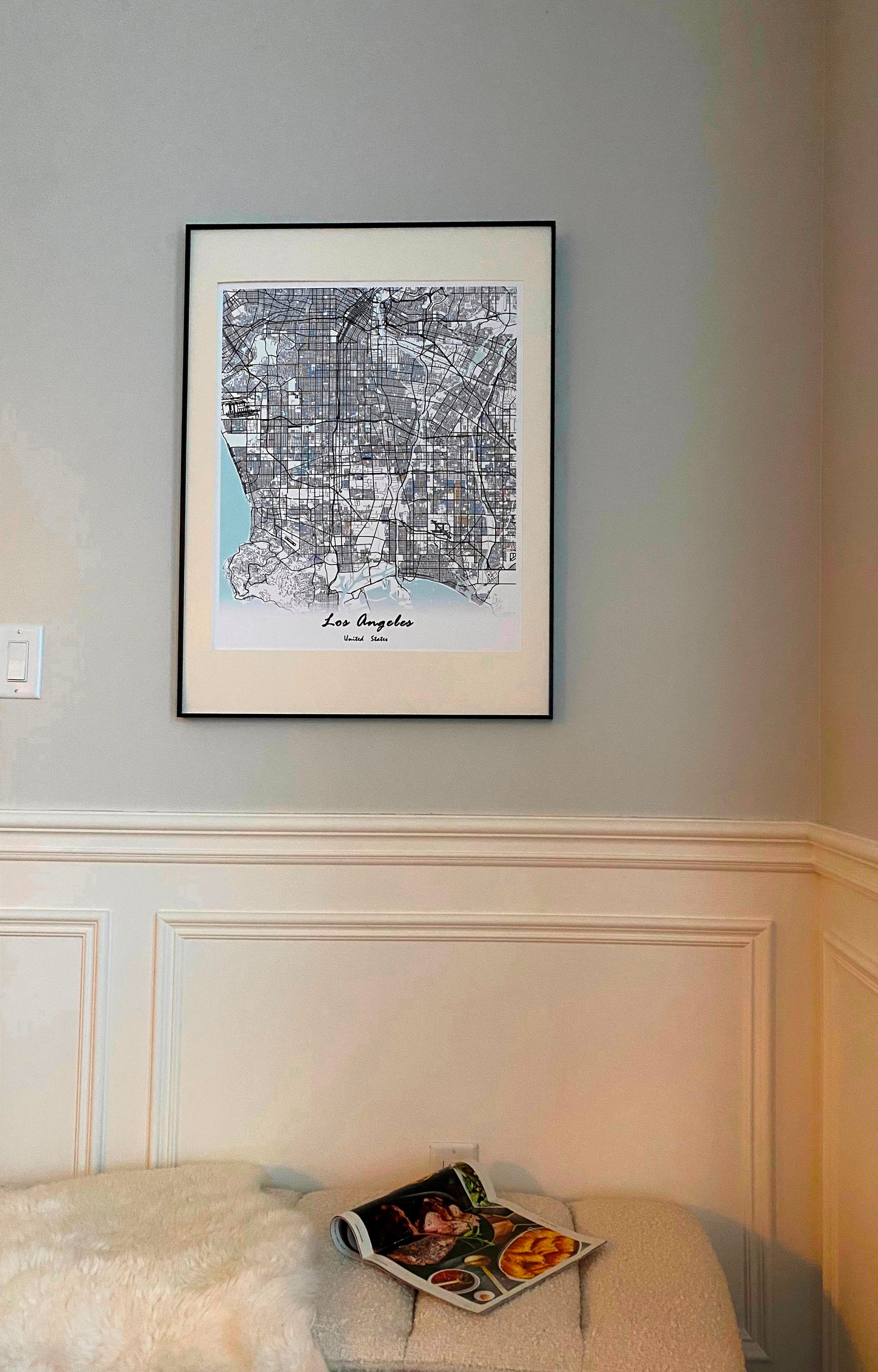 Los Angeles City Print Map Wall Art with Frame