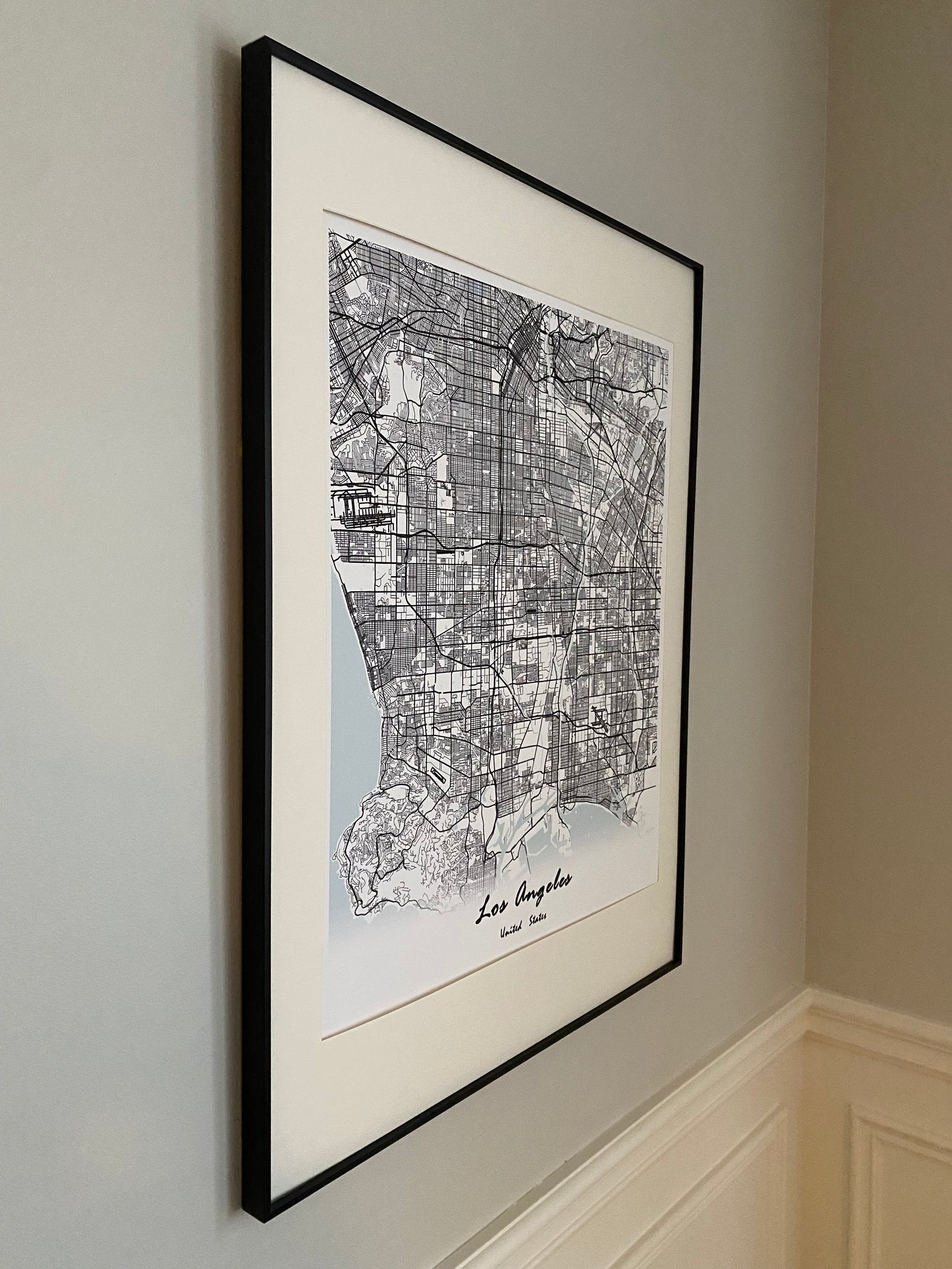 Los Angeles City Print Map Wall Art with Frame