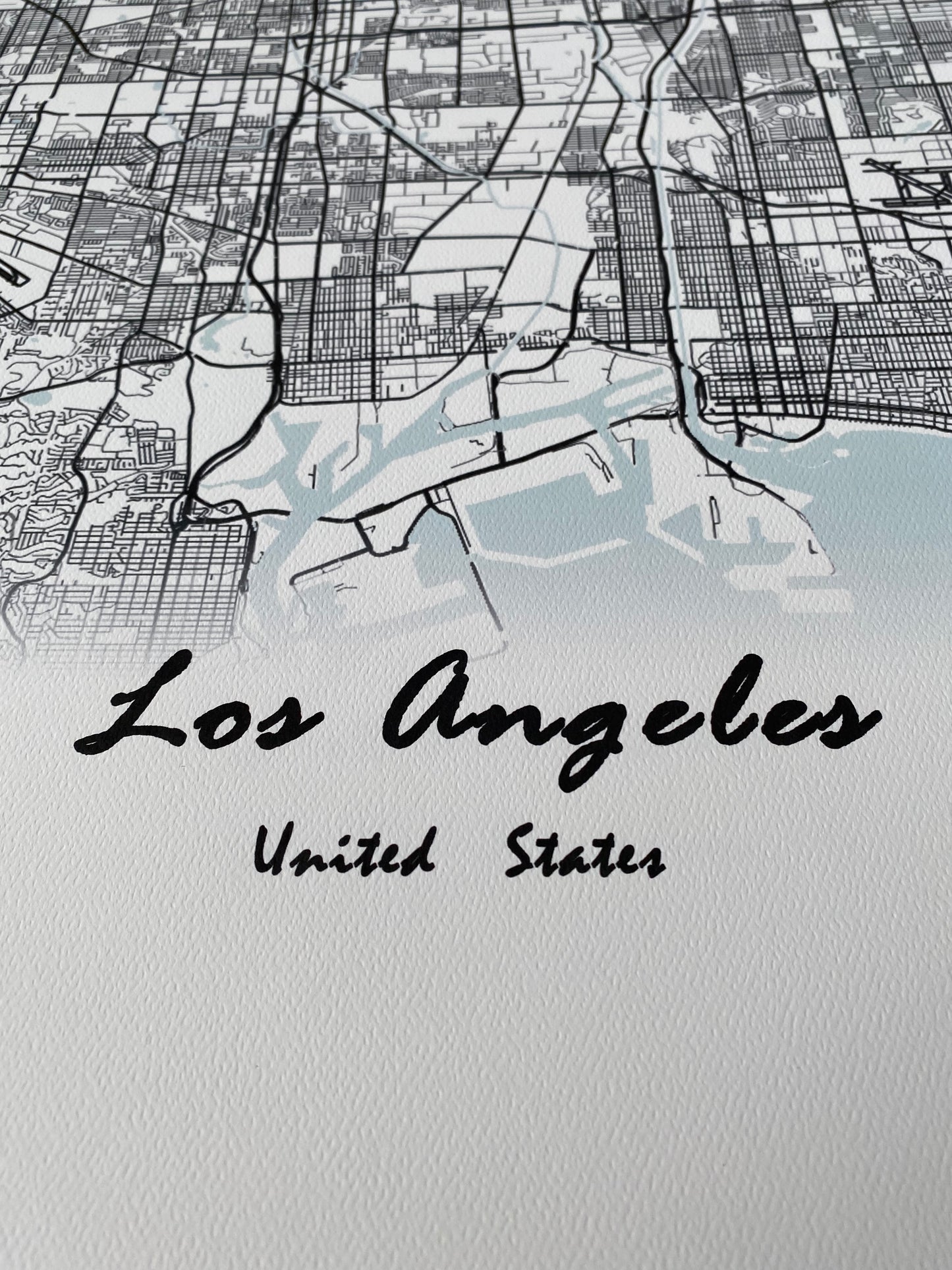 Los Angeles City Print Map Wall Art with Frame