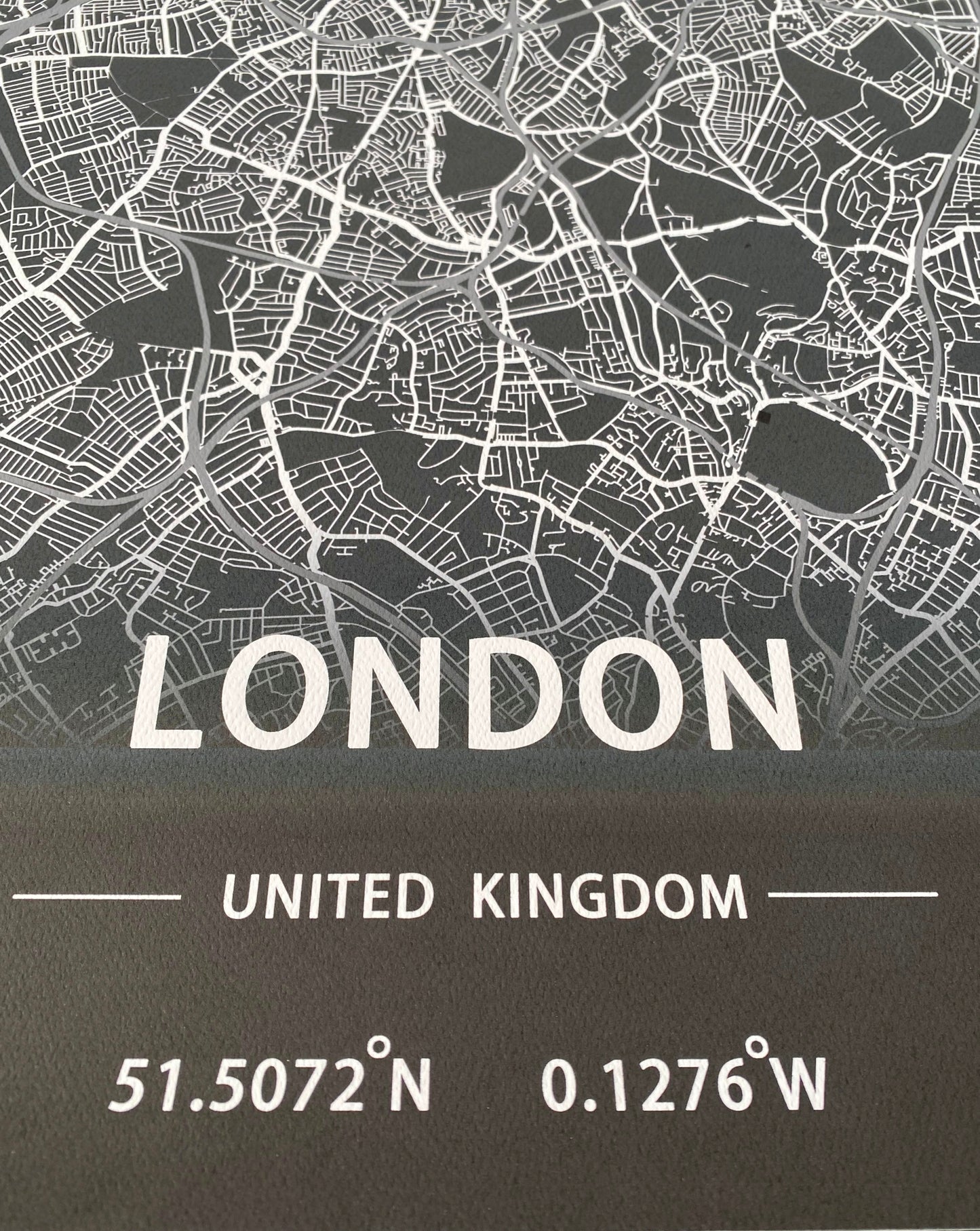London City, U.K. Print Map Wall Art with Frame