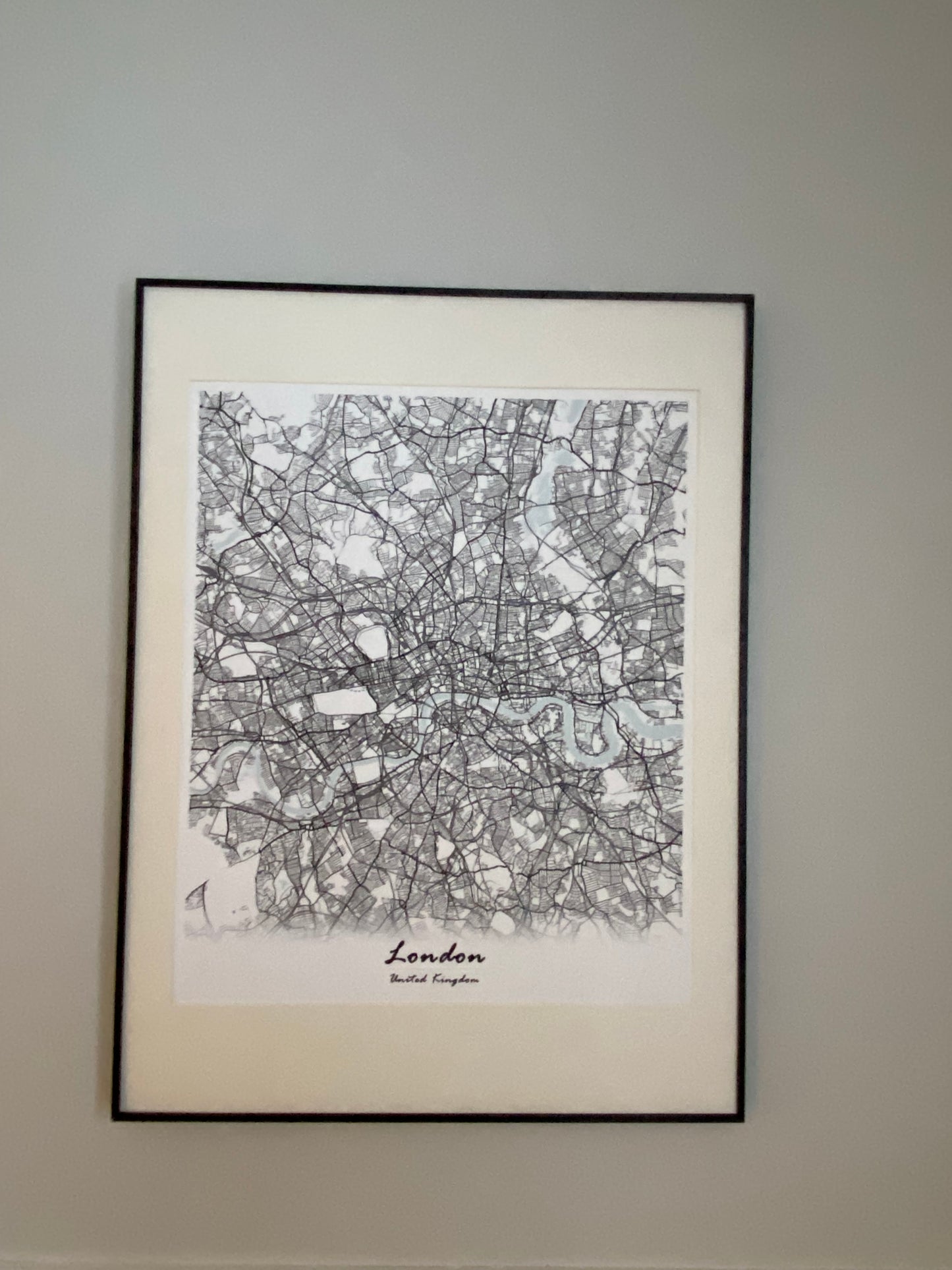 London City, U.K. Print Map Wall Art with Frame