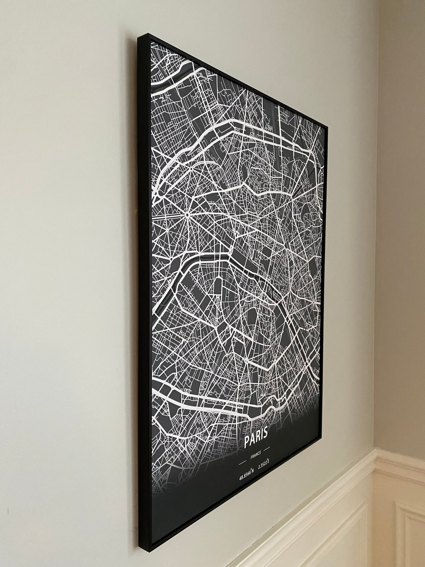Paris City, France. Print Map Wall Art with Frame