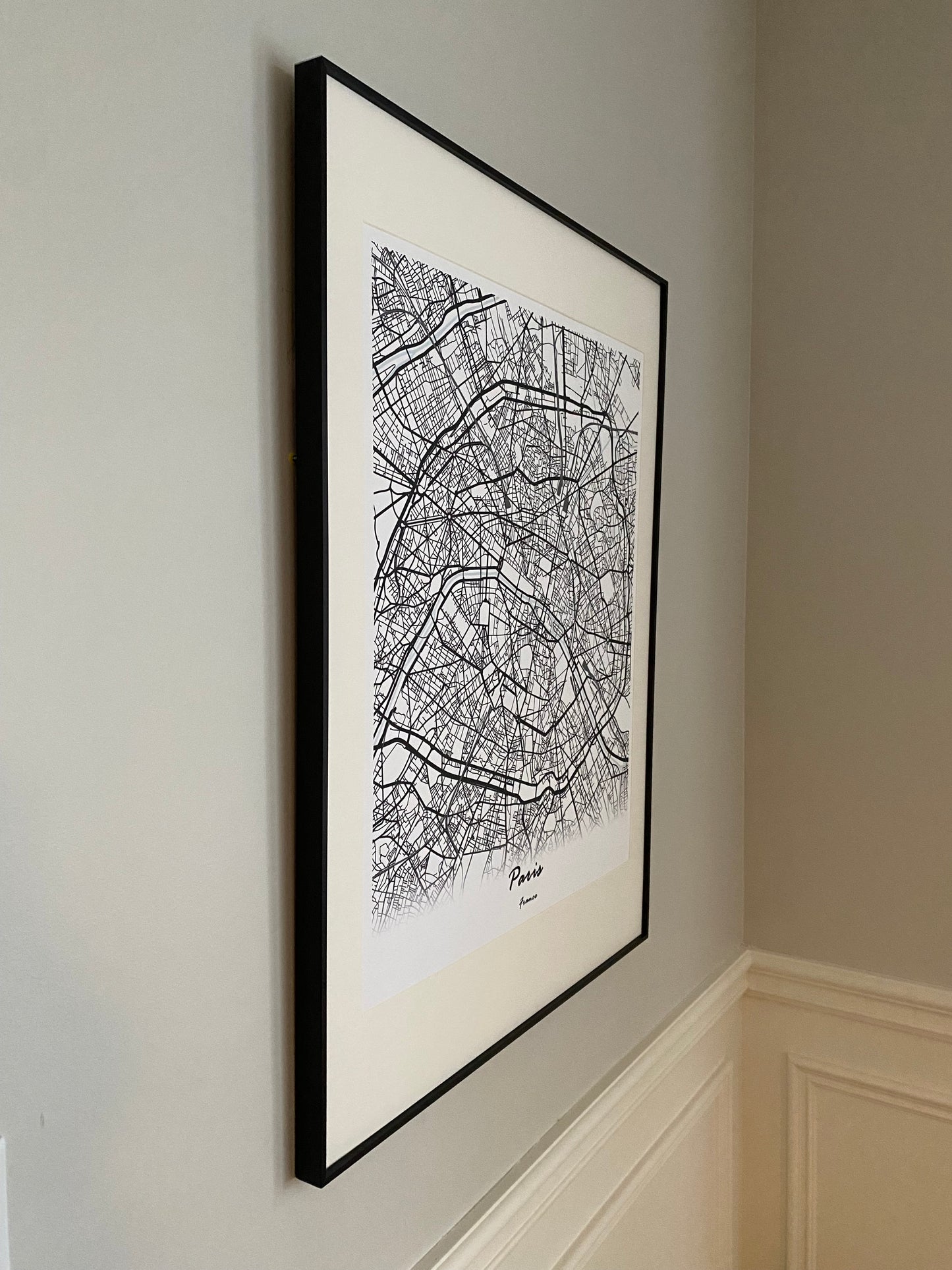 Paris City, France. Print Map Wall Art with Frame