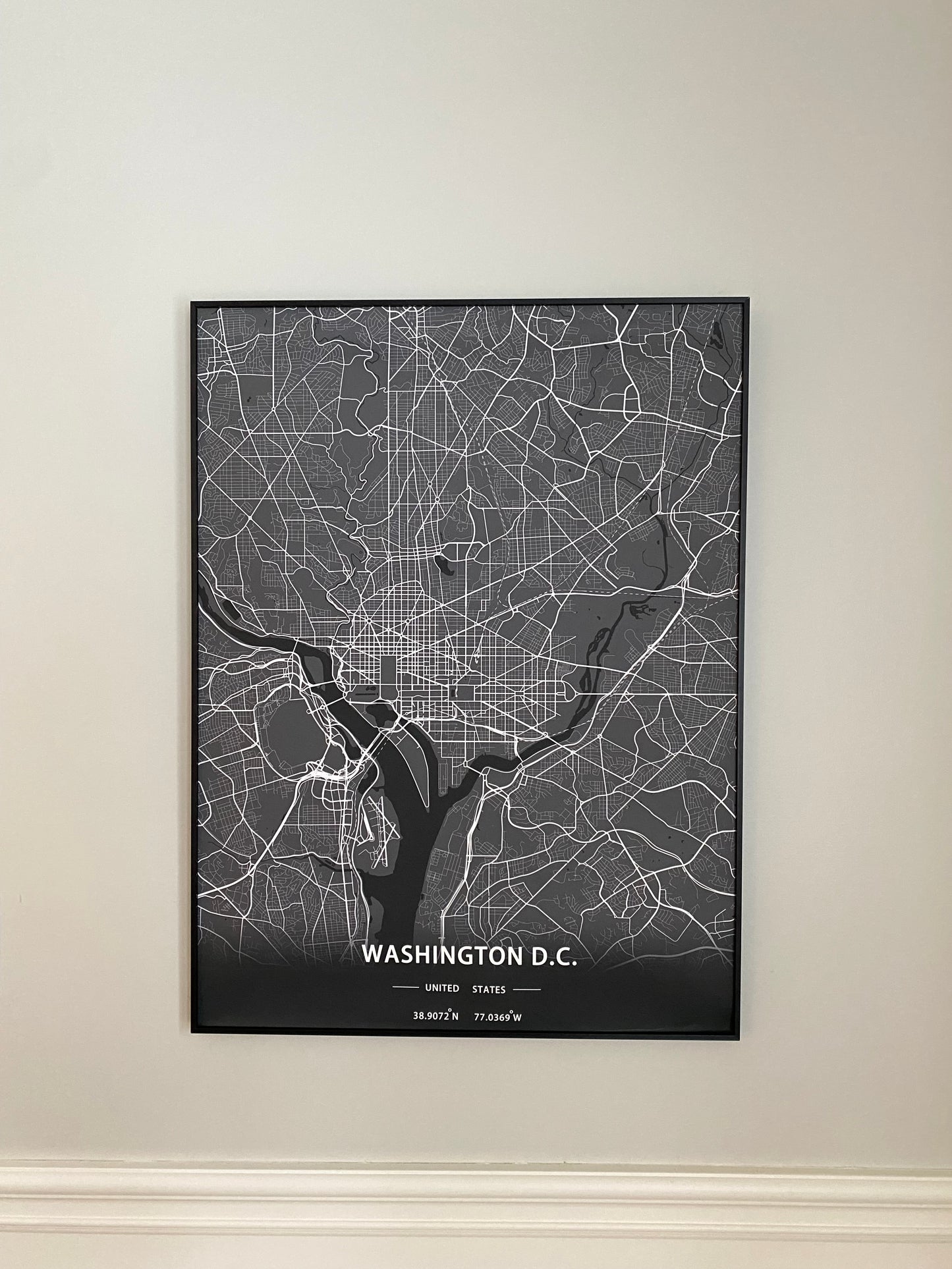Washington D. C. Print Map Wall Art with Frame