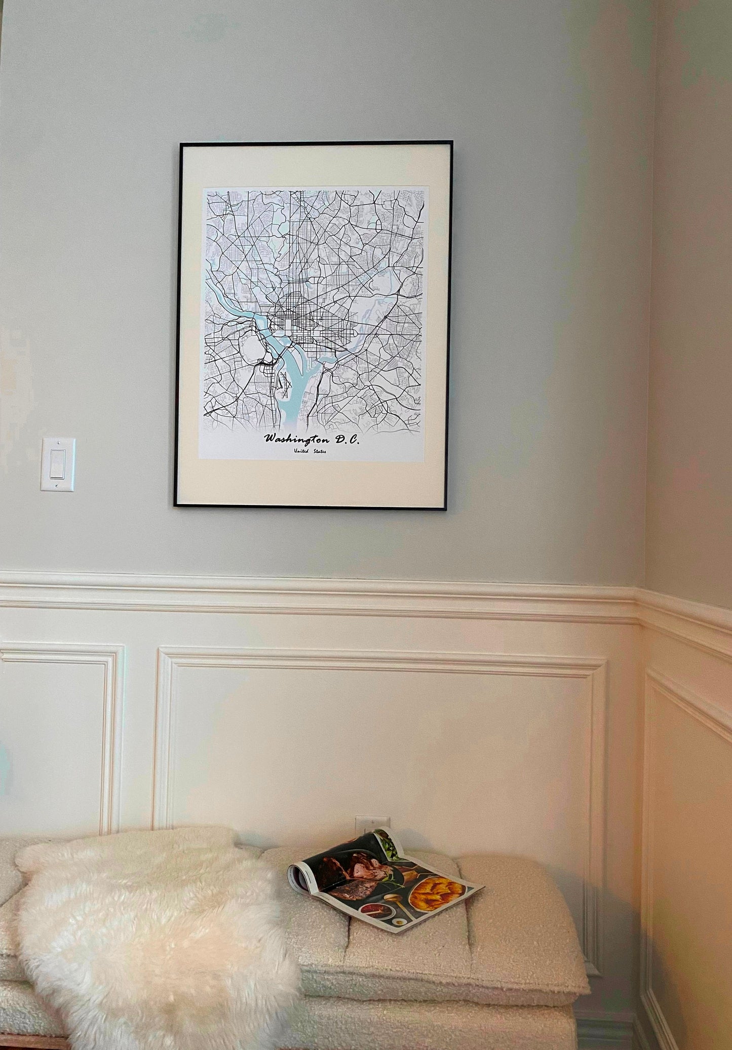 Washington D. C. Print Map Wall Art with Frame