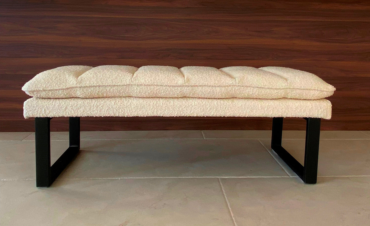 48" Cumberland Metal Frame Boucle Upholstered Bench