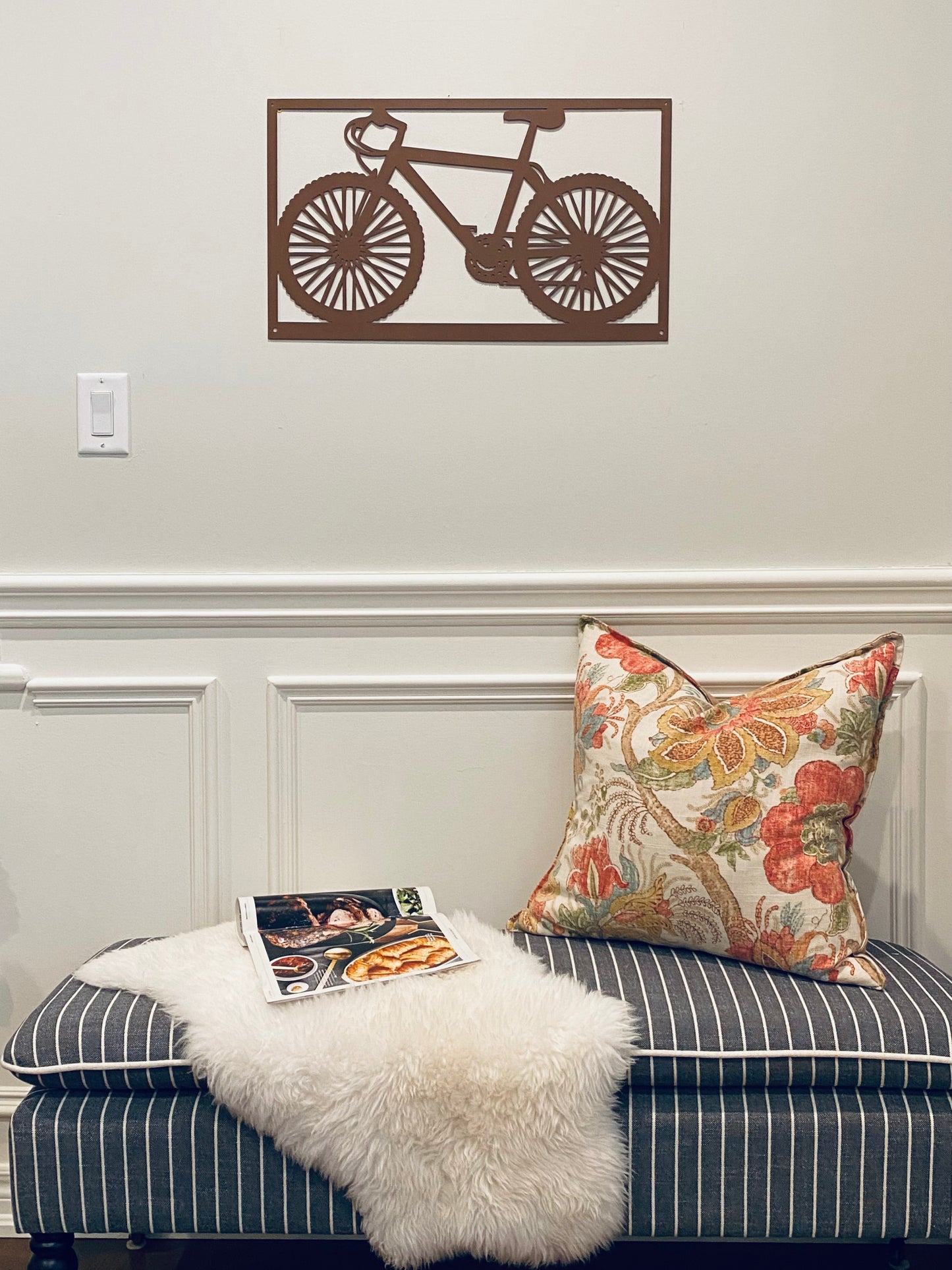 R4U Metal Wall Decor Art-Bike in Brown