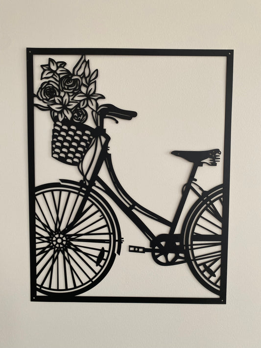 R4U Metal Wall Decor Art-Bike with Flowers