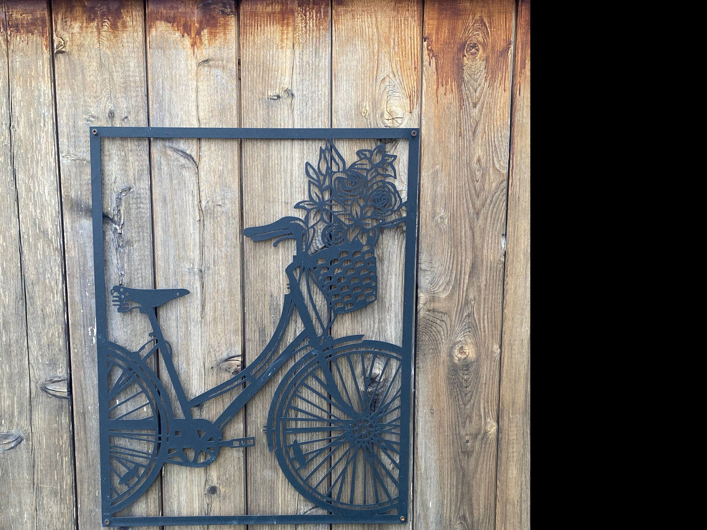 R4U Metal Wall Decor Art-Bike with Flowers