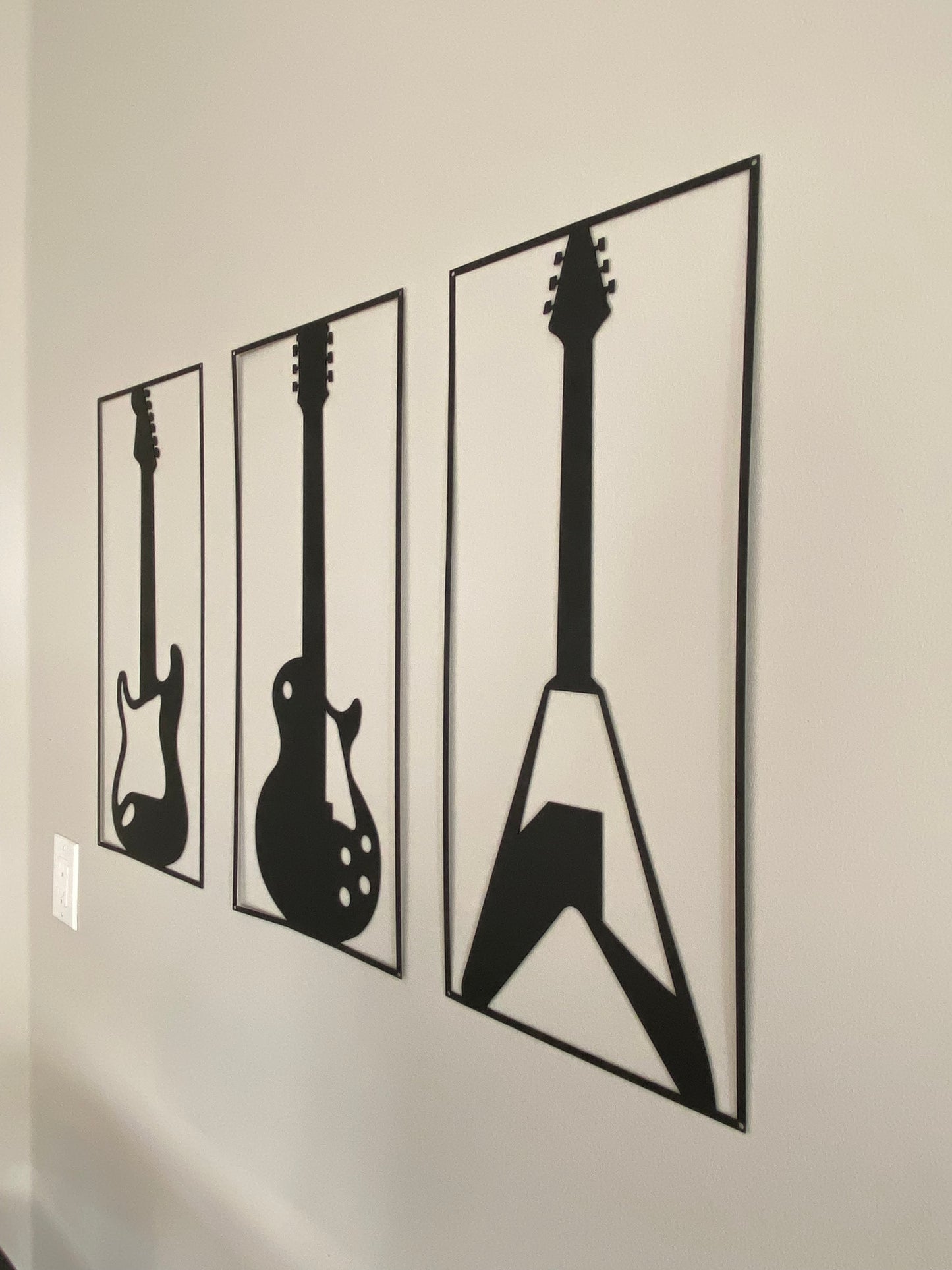 R4U Metal Wall Decor Art-Electrical Guitar in Set (Set of 3)