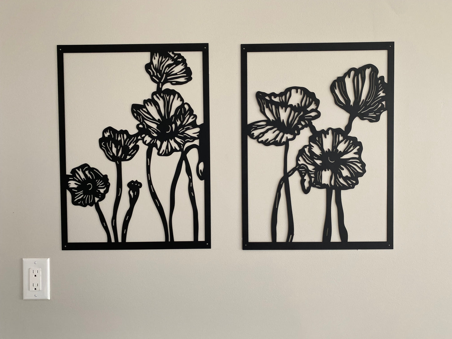 R4U Metal Wall Decor Art-Poppy Flower Set (Set of 2)