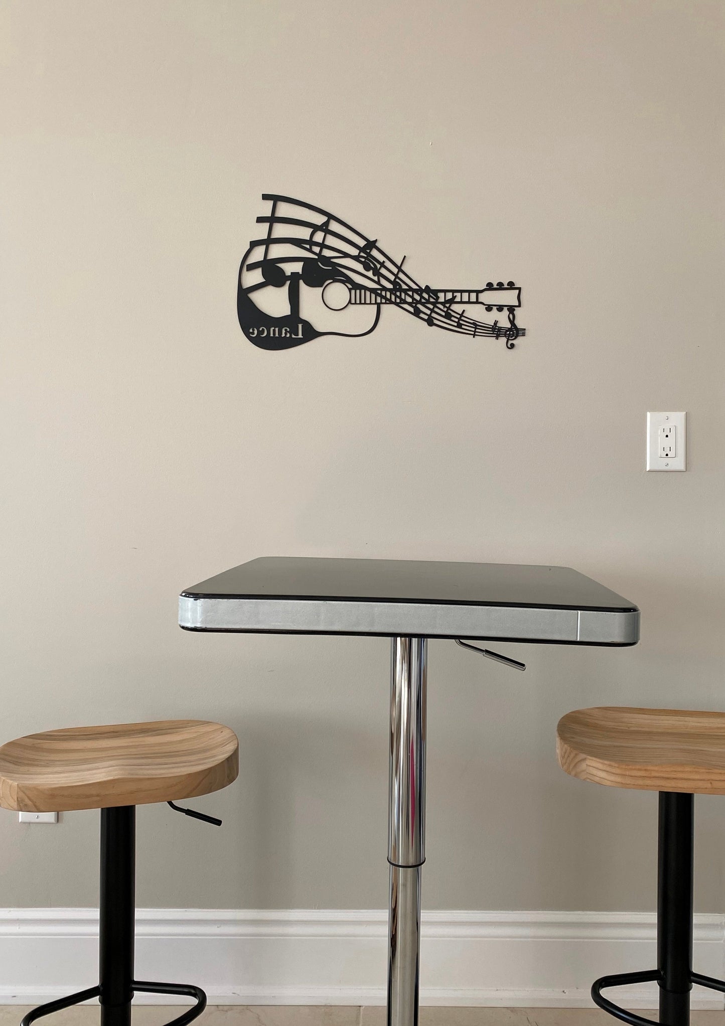 R4U Metal Wall Decor Art-Guitar & Notes