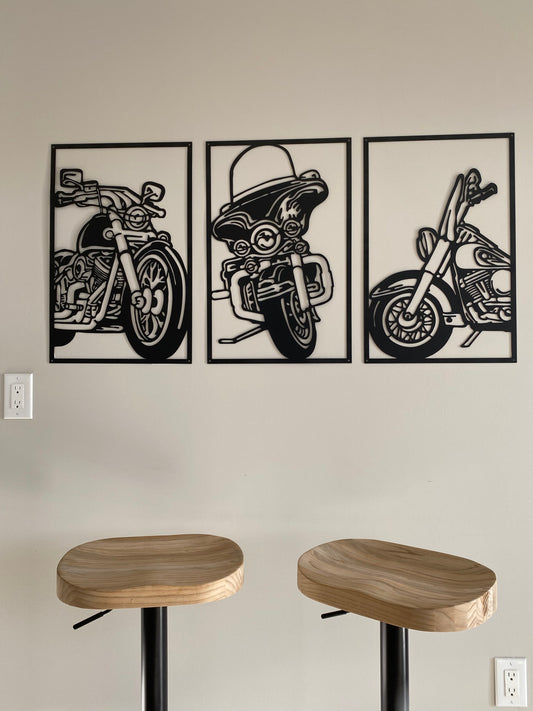 R4U Metal Wall Decor Art-Motorcycles  (Set of 3)