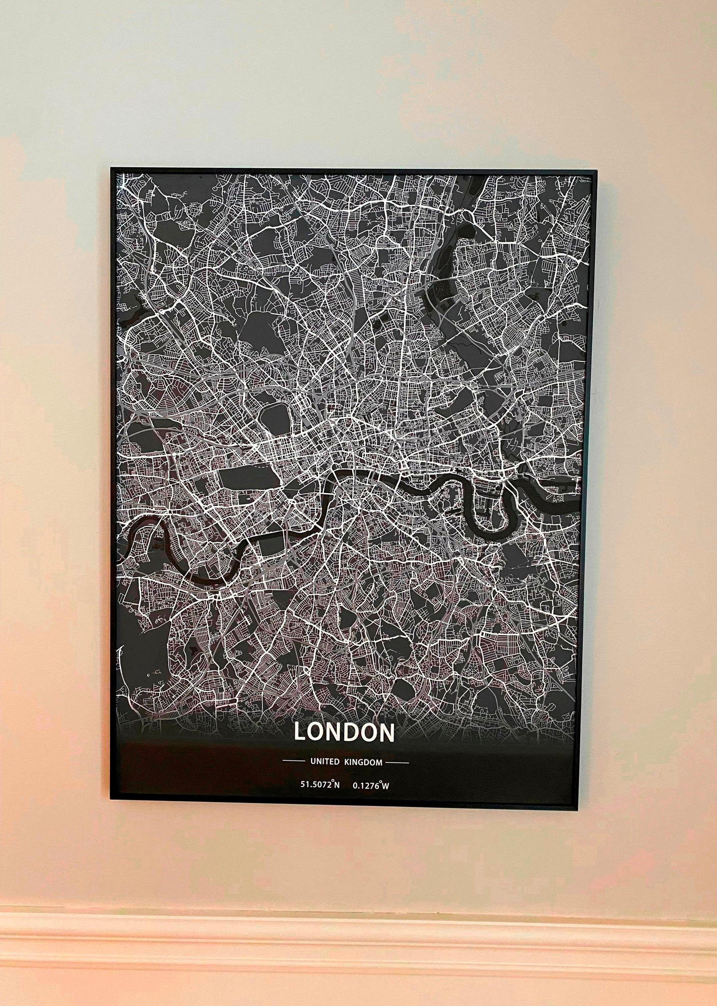 London City, U.K. Print Map Wall Art with Frame