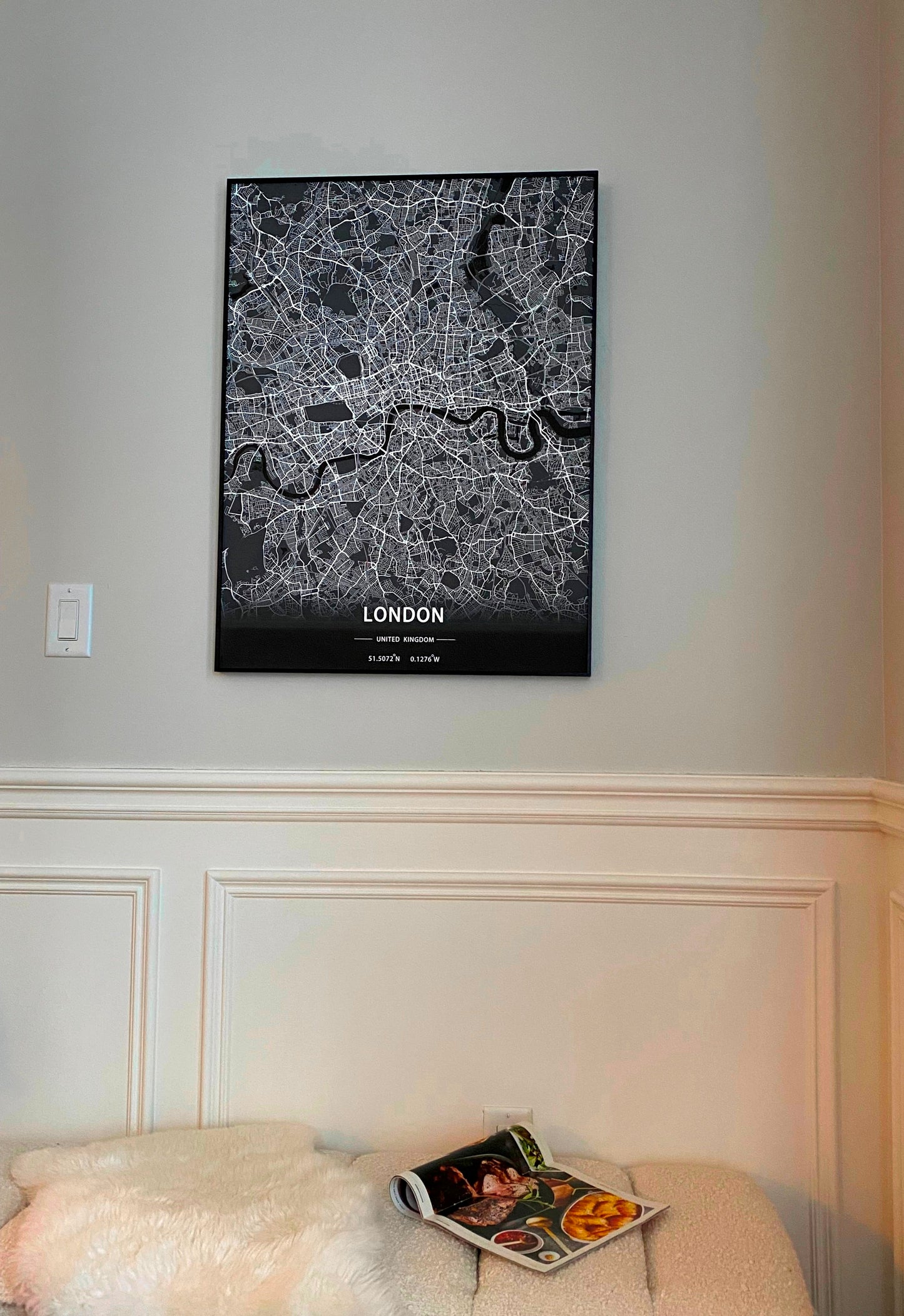 London City, U.K. Print Map Wall Art with Frame