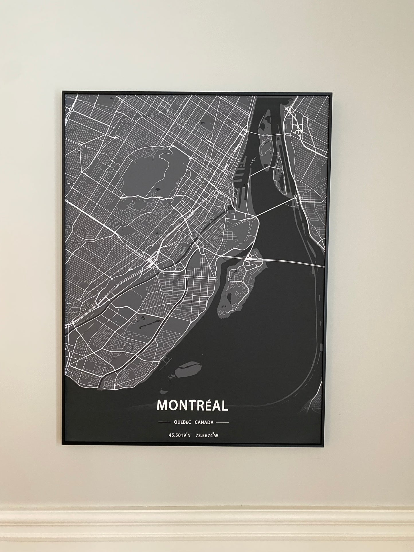 Montreal City Print Map Wall Art with Frame