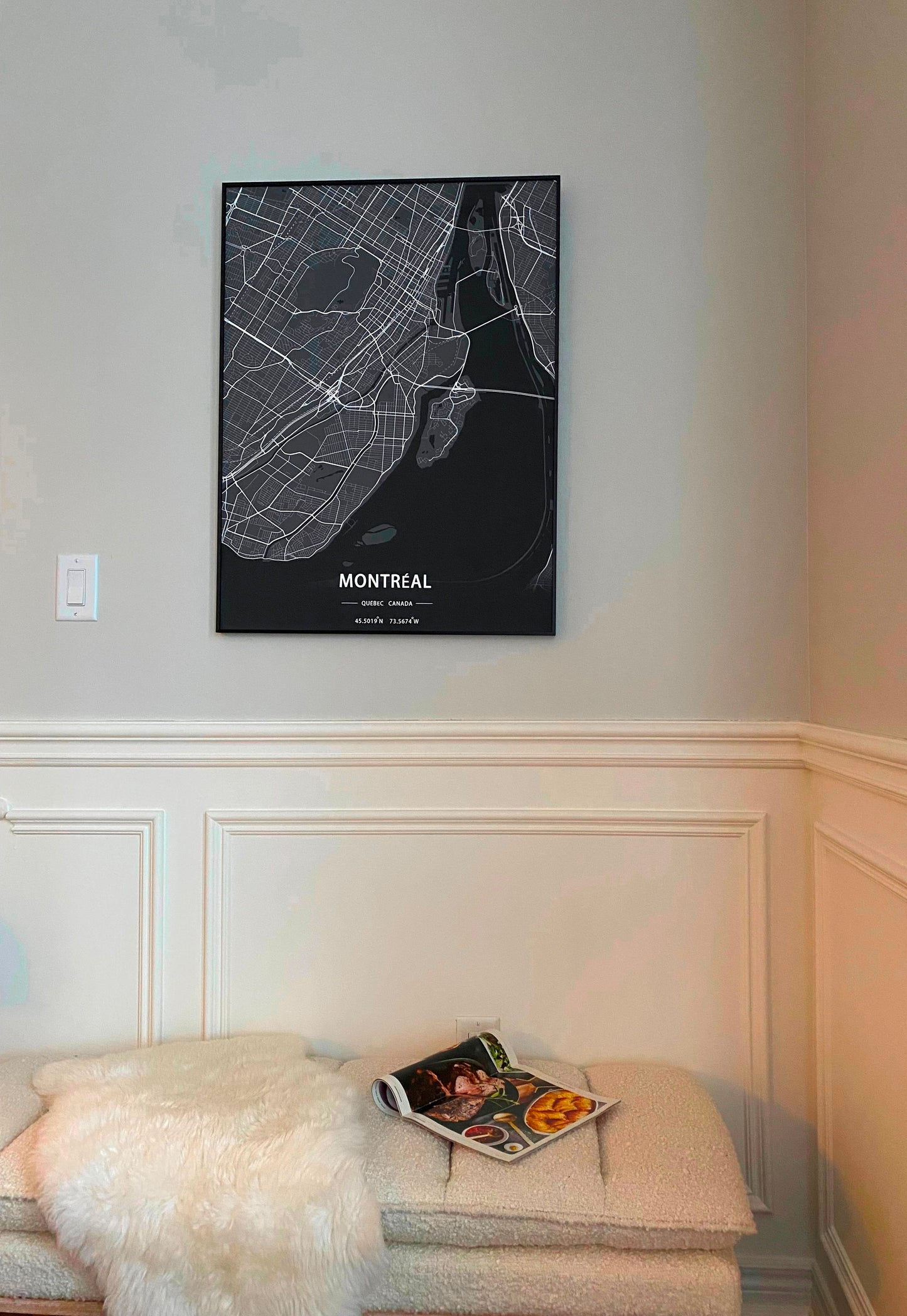 Montreal City Print Map Wall Art with Frame