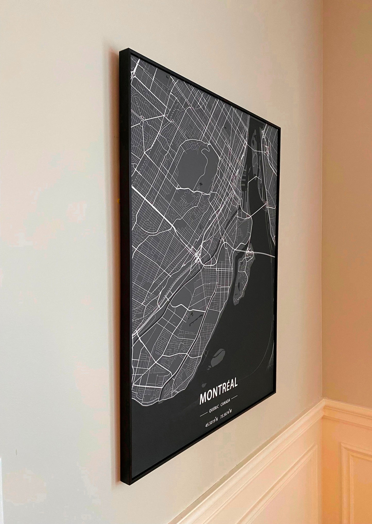 Montreal City Print Map Wall Art with Frame