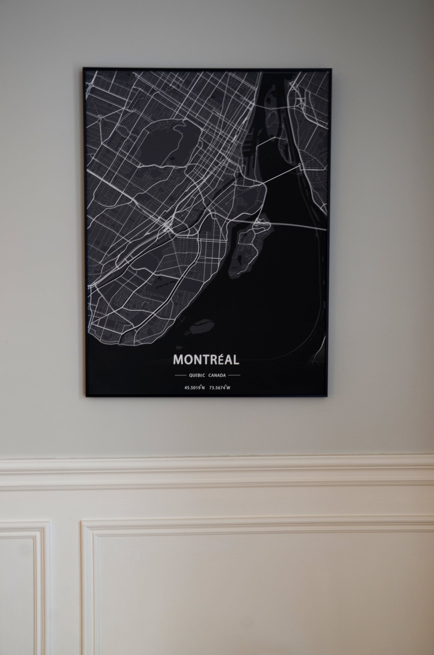 Montreal City Print Map Wall Art with Frame