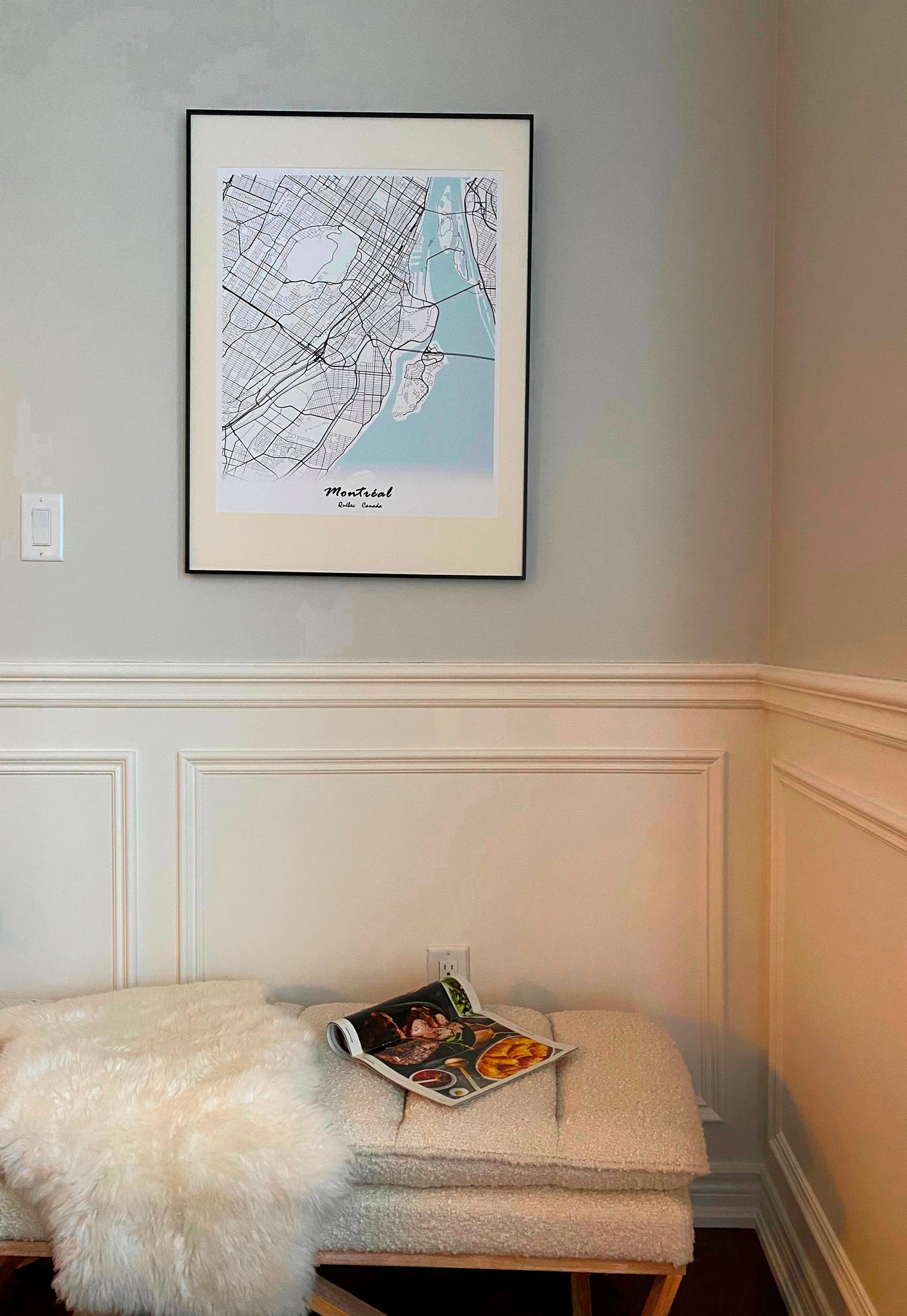 Montreal City Print Map Wall Art with Frame