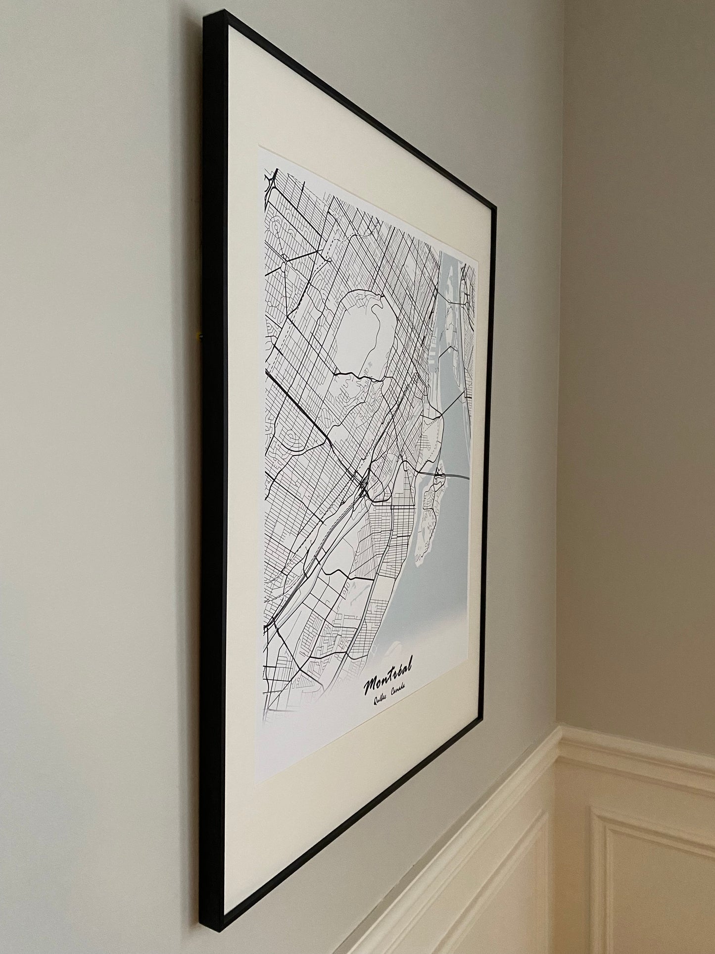 Montreal City Print Map Wall Art with Frame