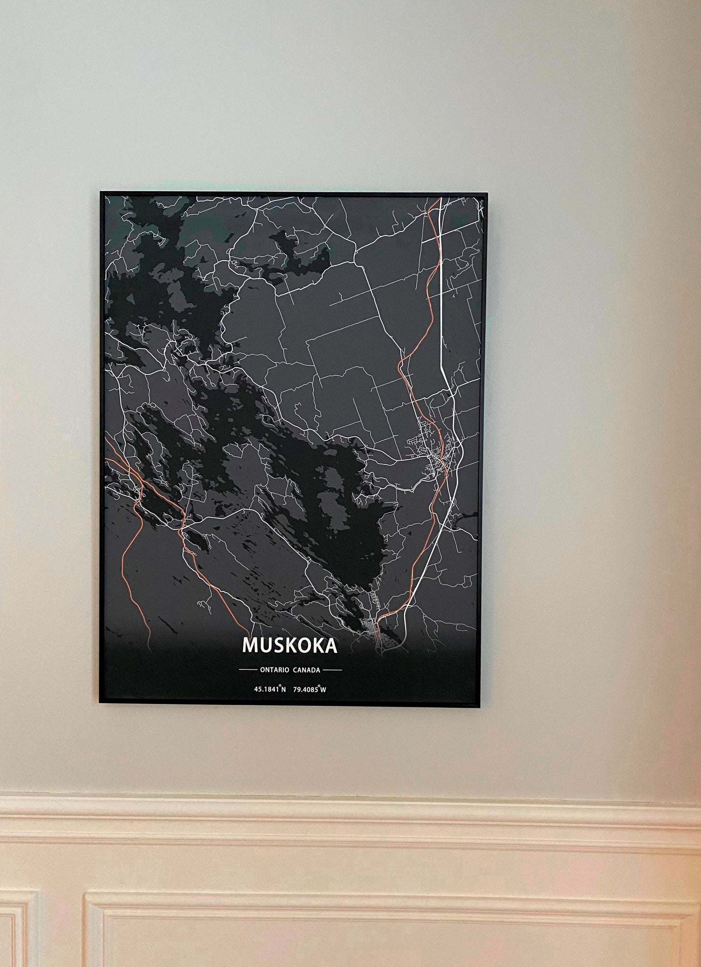 Muskoka Region Ontario Print Map Wall Art with Frame