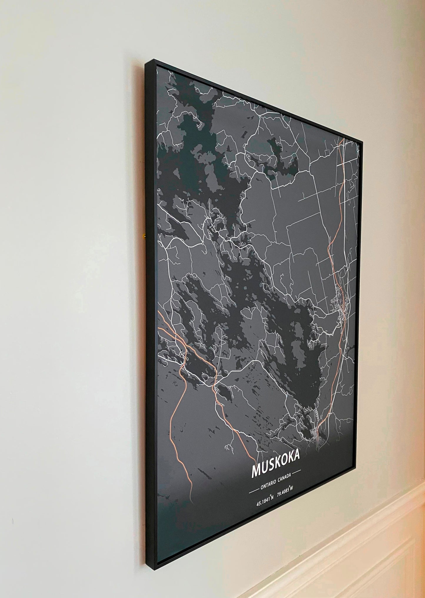 Muskoka Region Ontario Print Map Wall Art with Frame