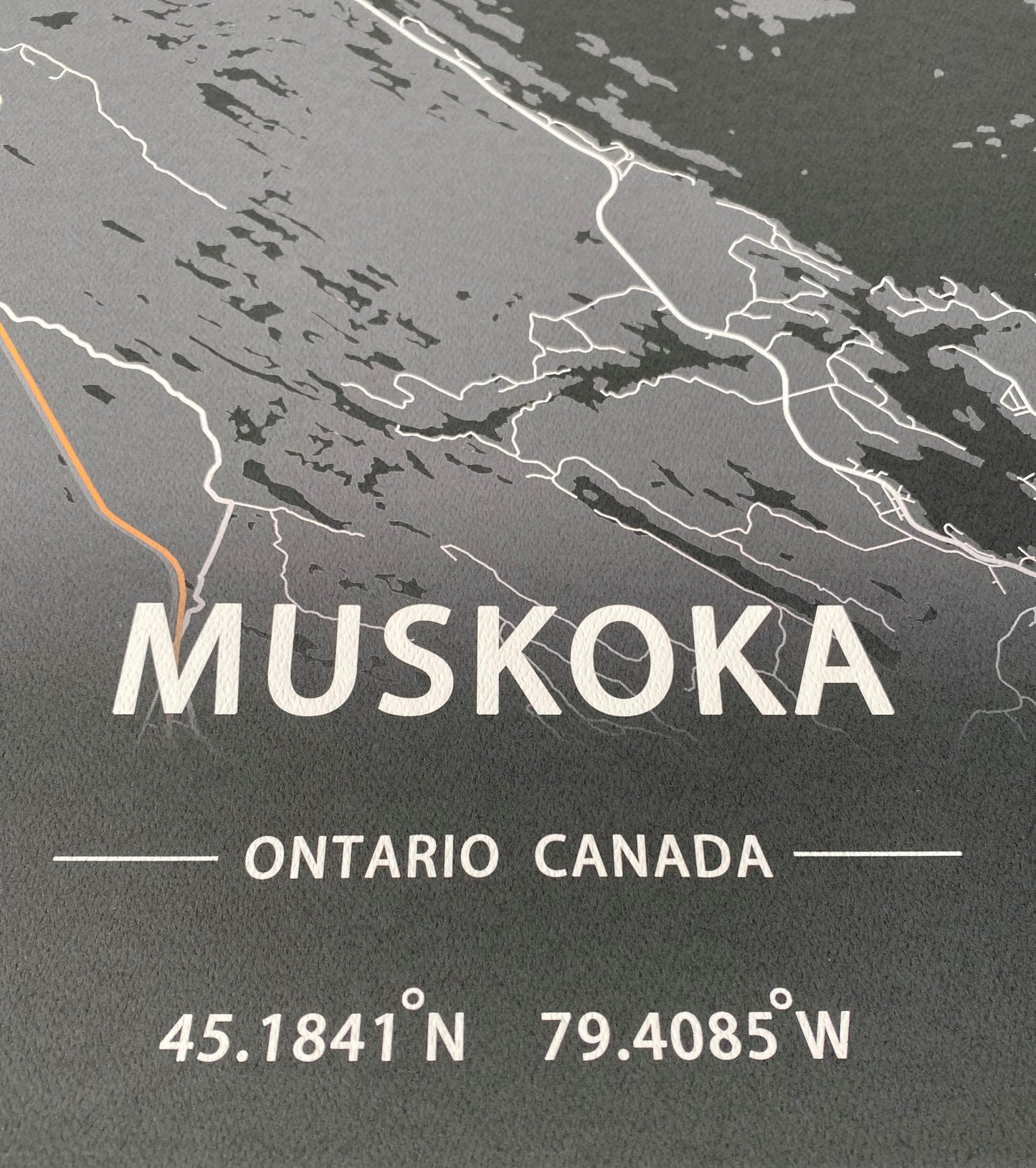 Muskoka Region Ontario Print Map Wall Art with Frame