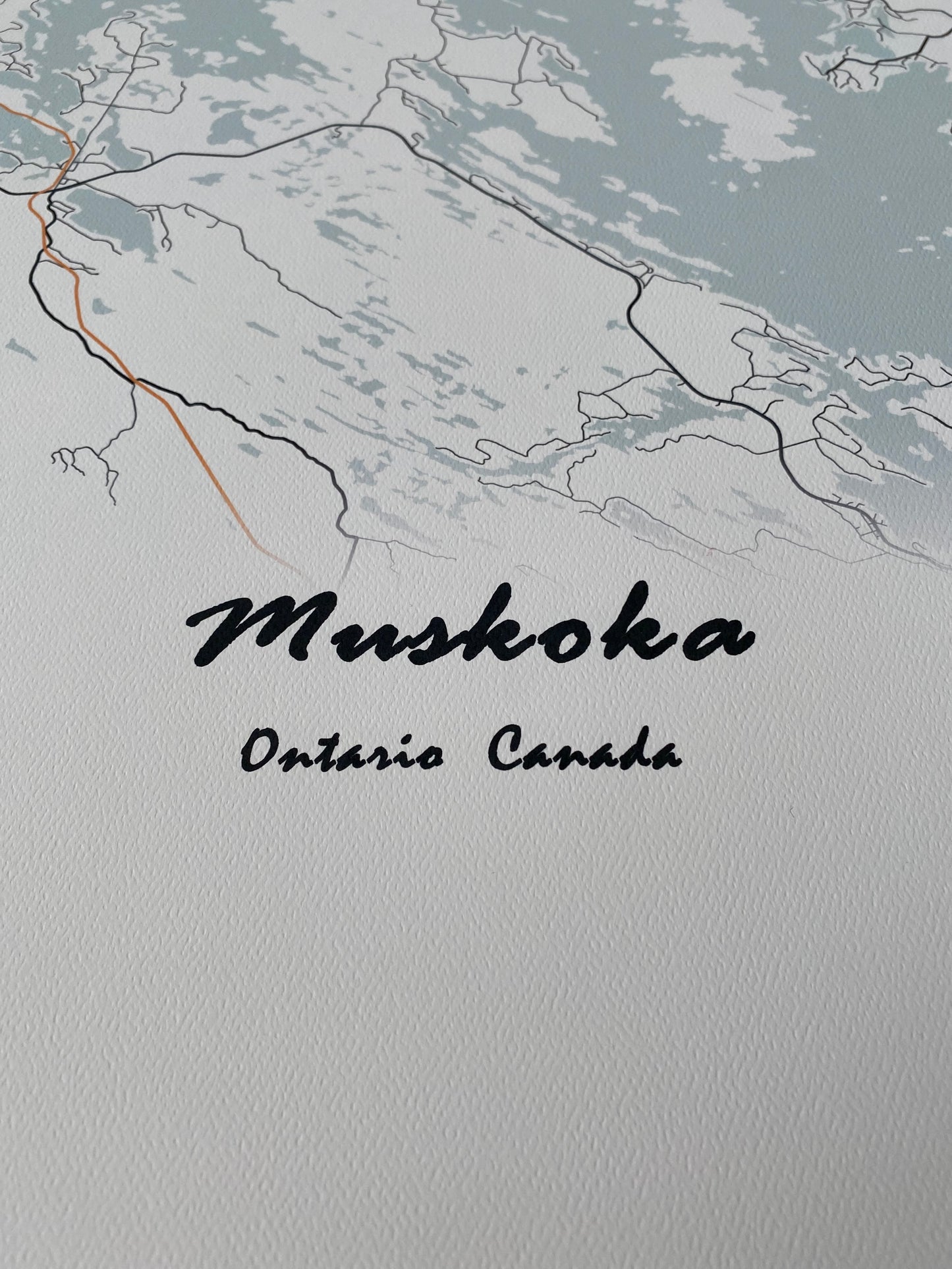 Muskoka Region Ontario Print Map Wall Art with Frame