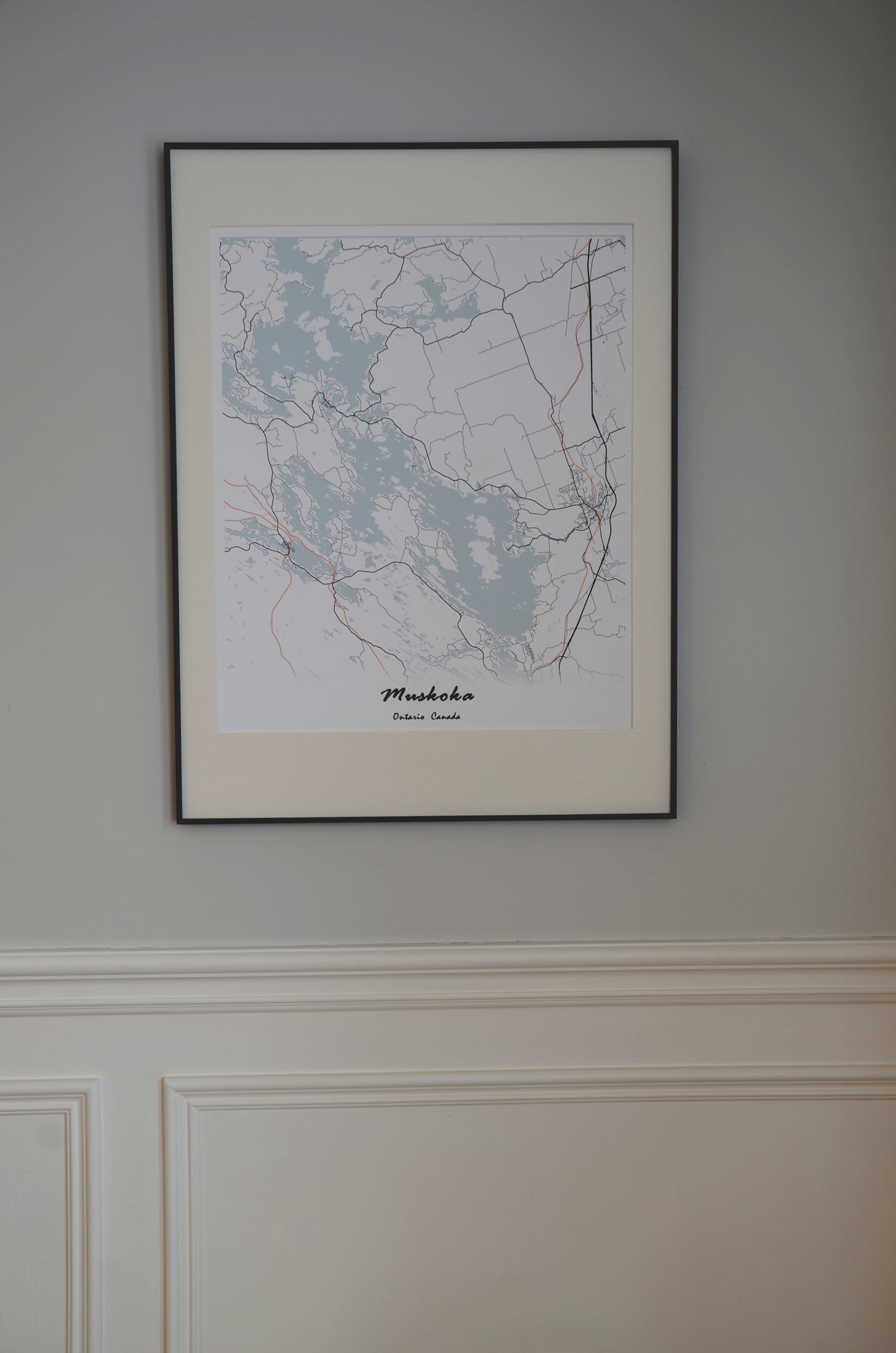 Muskoka Region Ontario Print Map Wall Art with Frame