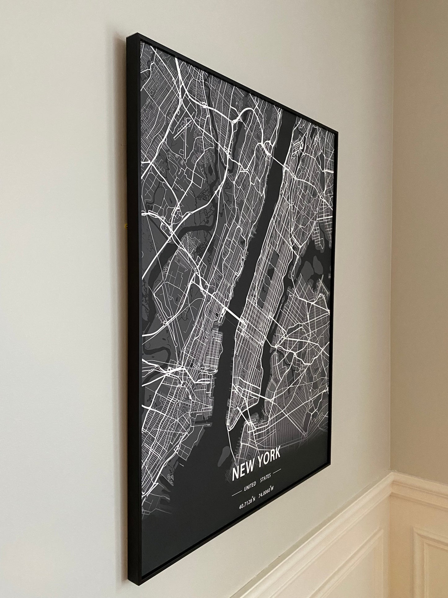 New York City Print Map Wall Art with Frame