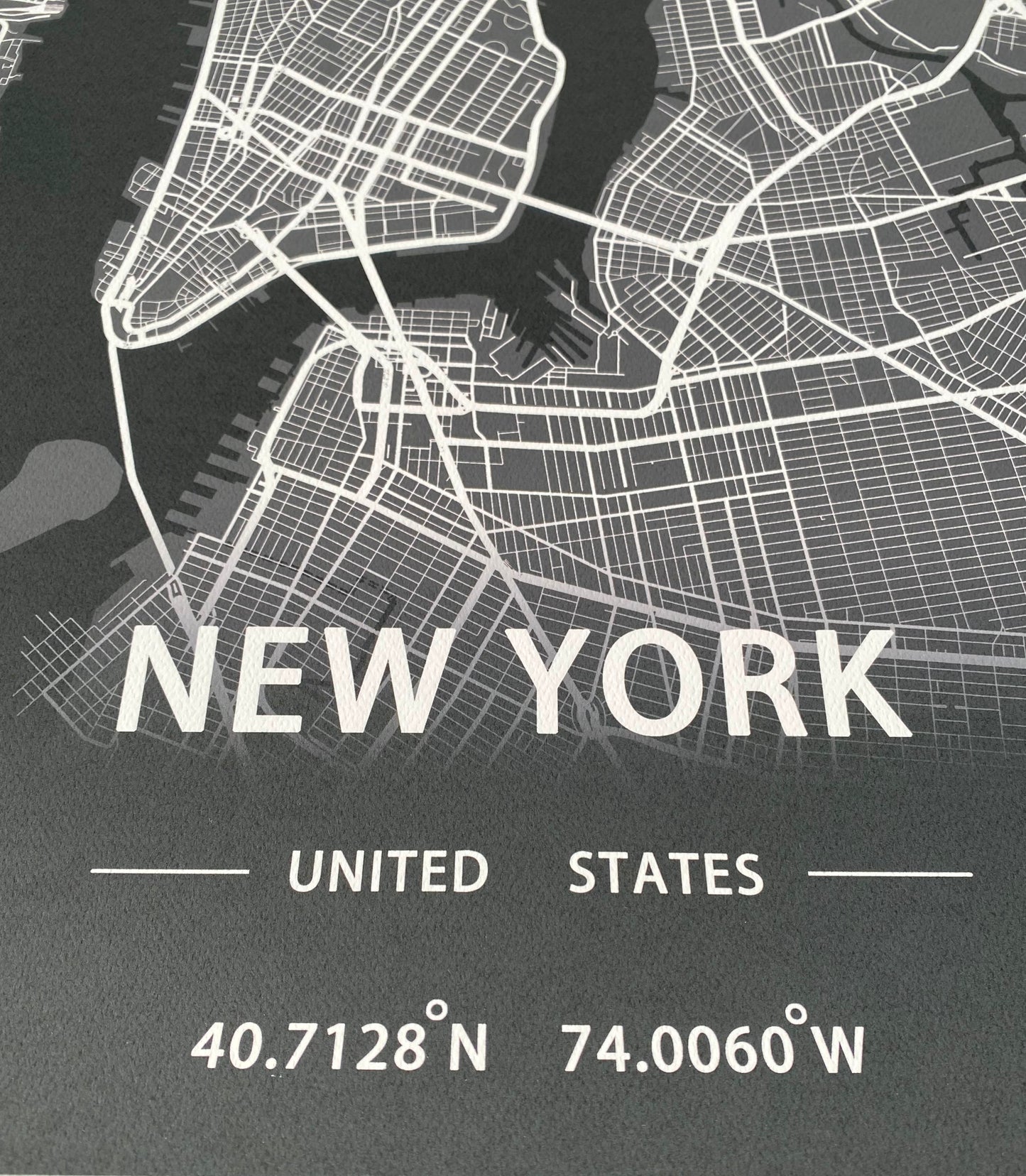 New York City Print Map Wall Art with Frame