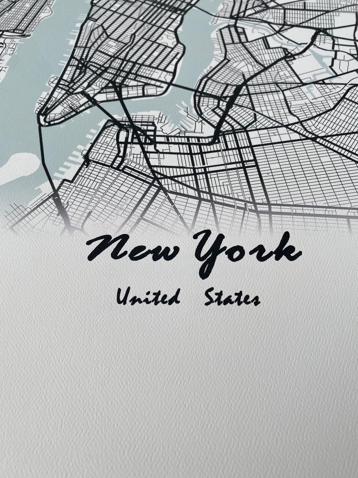 New York City Print Map Wall Art with Frame