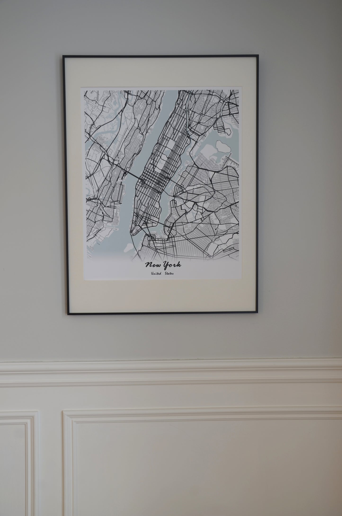 New York City Print Map Wall Art with Frame