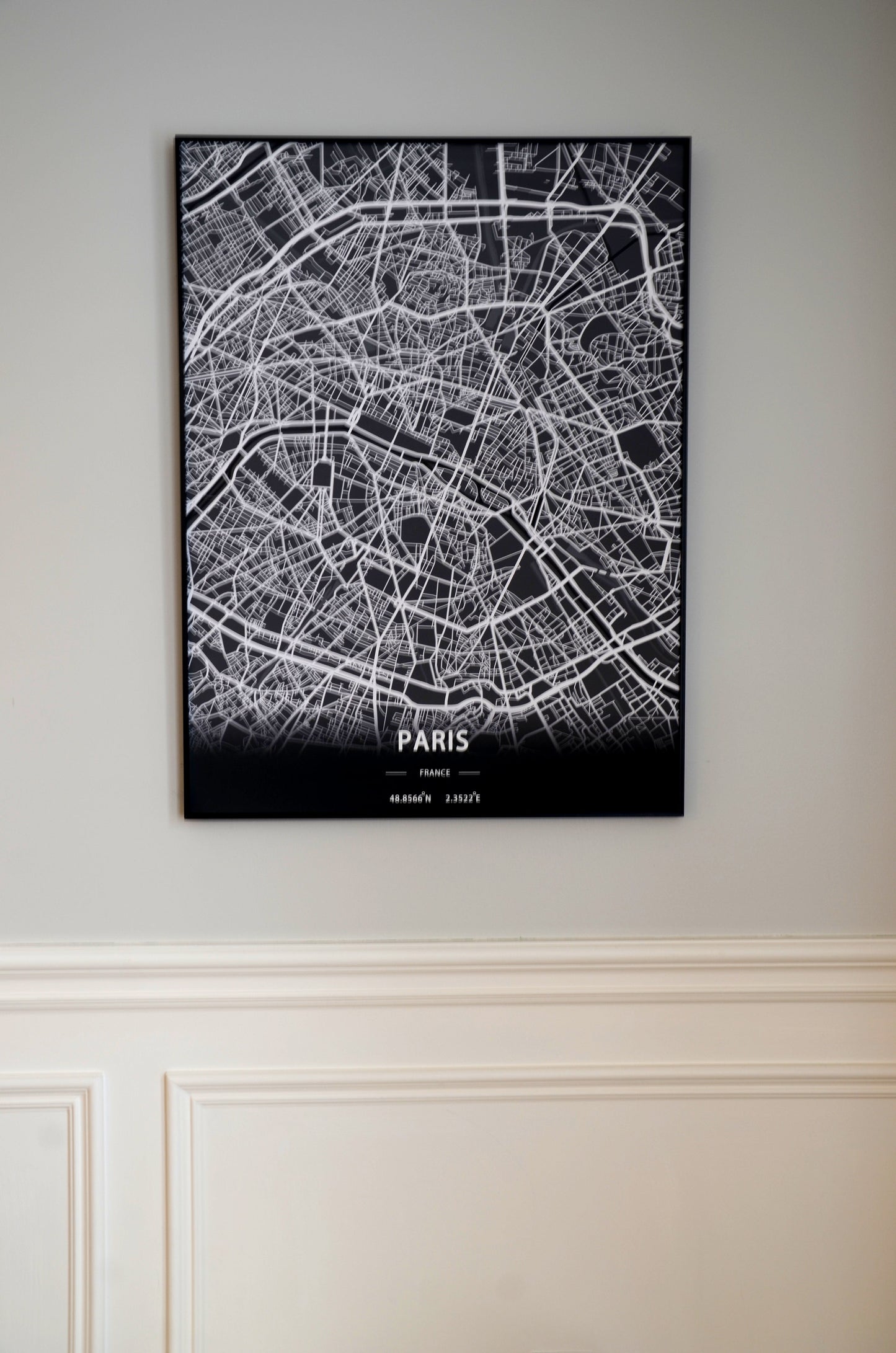 Paris City, France. Print Map Wall Art with Frame